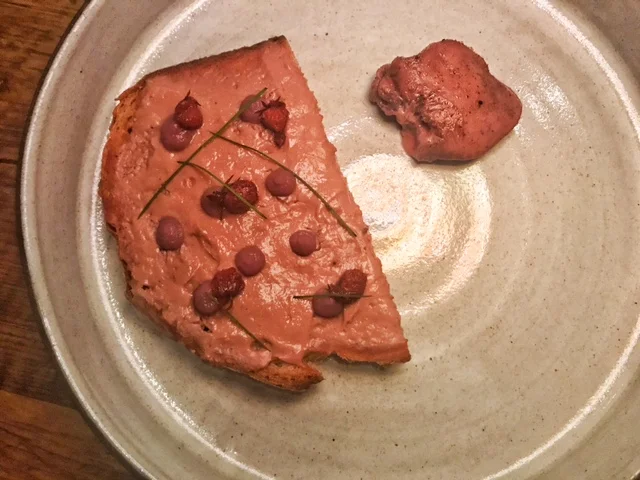 Chicken Liver- country rye, pickled wild strawberries, sweet & sour onion