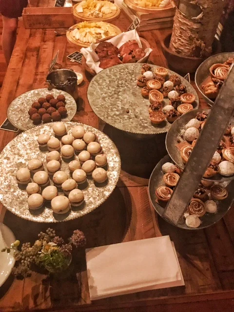 Display of after dinner cheese and desserts