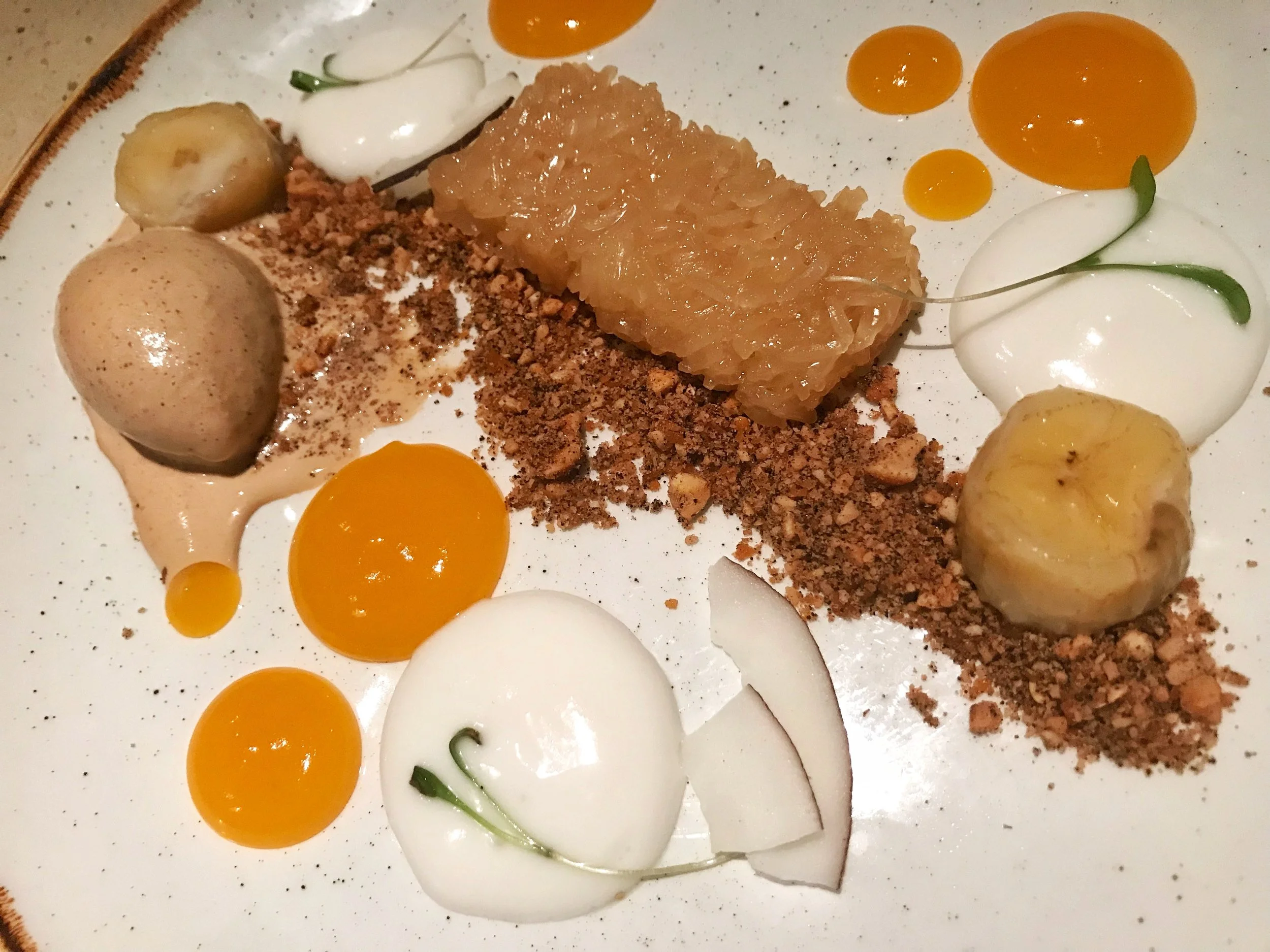 Sticky Rice, grilled banana and Vietnamese coffee ice cream