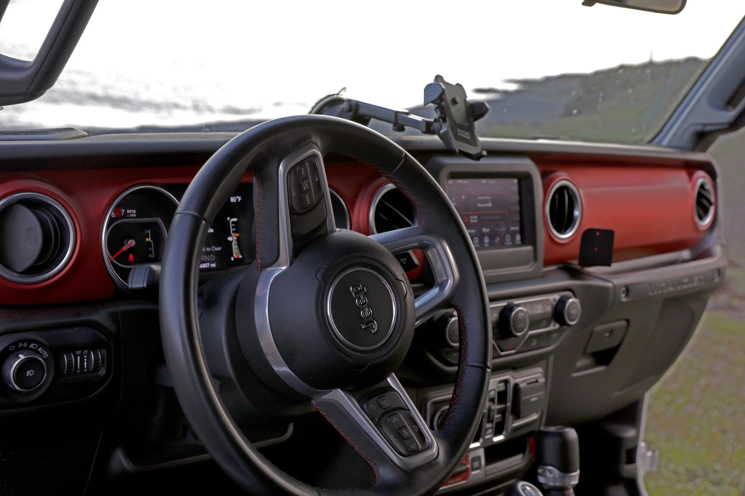 Luxury lifted hardtop Jeep Wrangler Rubicon convertible rental Maui Hawaii doors off dash.JPG