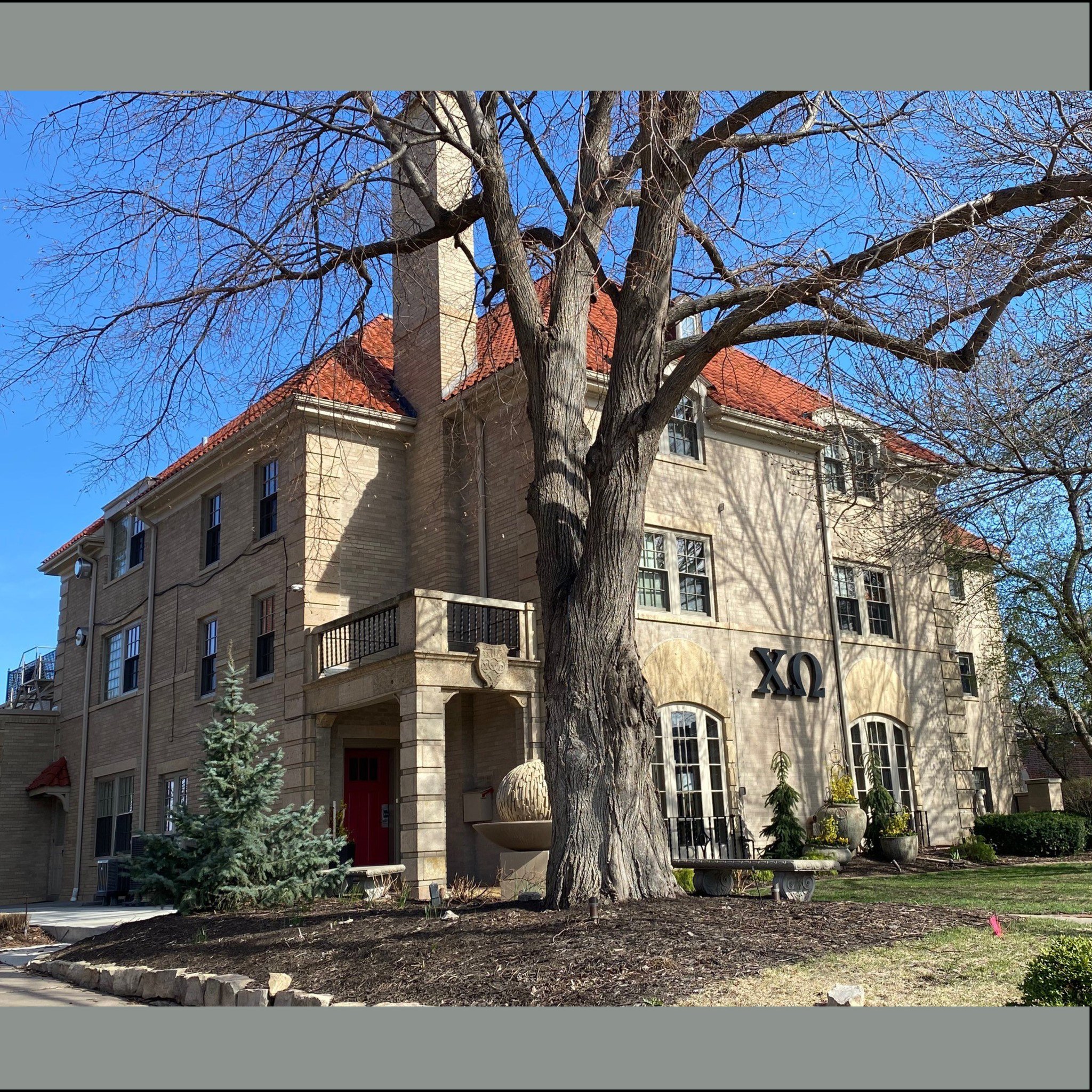 The most recent Greek House to be added as a local landmark is the Chi Omega House built by E. Rokahr and Sons. Chi Omega is a prominently sited Greek house on the east side of North 16th Street within the Greek Row National Register District, which 