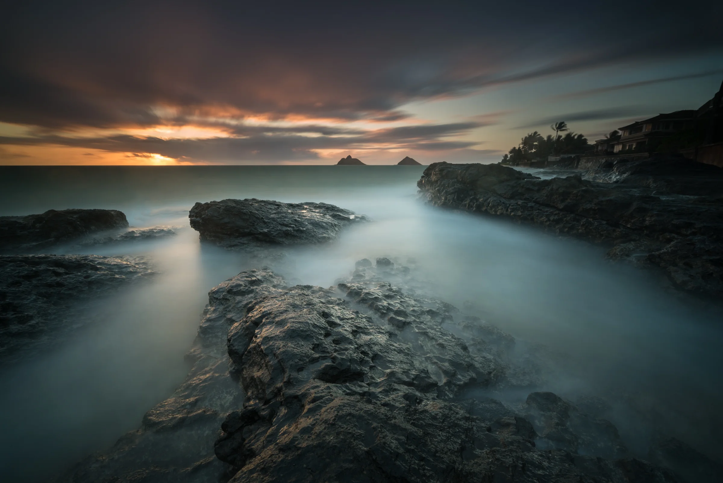 Sunrise at Lanakai Oahu, Hawaii Stacked Lee Big Stopper & 3 stop hard grad Sony A7S II | 242 sec. | f/8 | ISO 50 | Sony 16-35mm f/4 Edited in Lightroom & Photoshop CC 2015 Copyright 2016 Ryan Sakamoto, All rights reserved