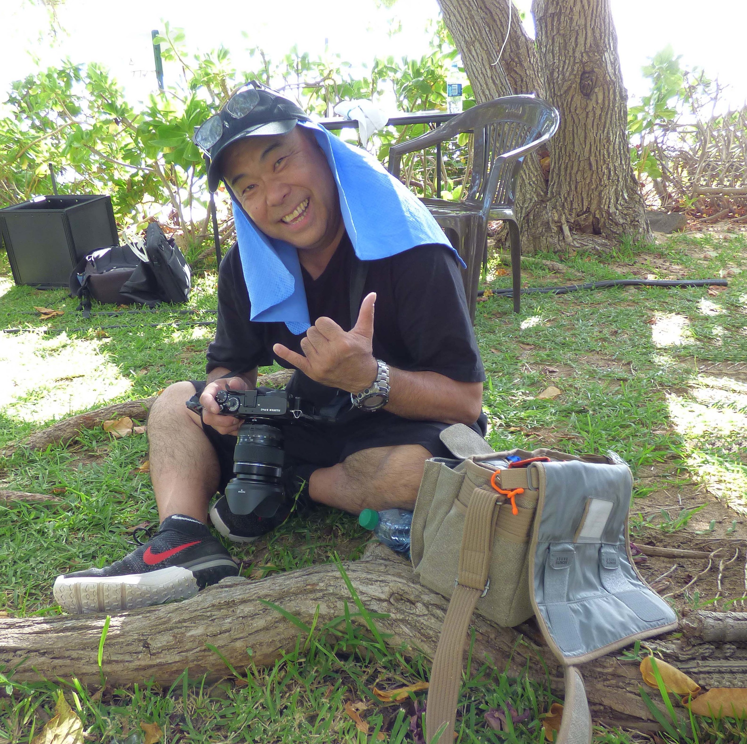 On set of Cooking Hawaiian Style Season 6. 1 of the rare images of myself...ever! PC: Thank you, Yolanda Santos.