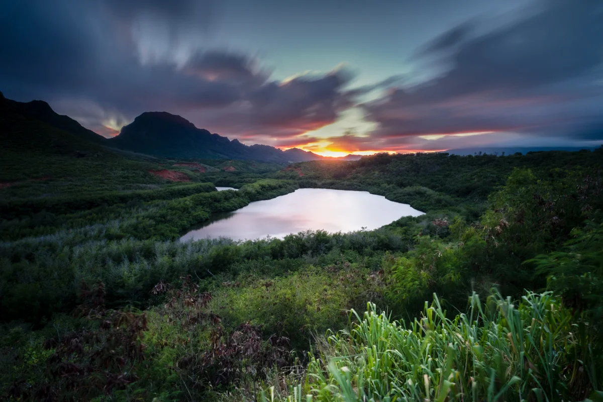 Kauai Sunset Menehune Fishpond Lee Filter Big Stopper & 3 stop medium grad Fuji XPro 2 | 60 sec. | f/18 | ISO 200 | Zeiss Touit 2.8/12mm Edited in Lightroom & Photoshop CC 2015 Copyright 2016 Ryan Sakamoto, All rights reserved