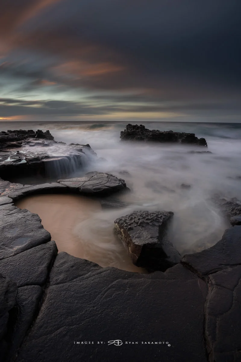 Sunrise from Sandy Beach, Hawaii 5 image composite. Shutter times ranging from 2sec to 4 minutes Sony A7R III | 2 sec.- 242sec. | f/8 | ISO 100 | Sony FE 100-400mm GM OSS + 1.4X Teleconverter Edited in Lightroom Classic & Photoshop CC 2018 Copyright 2018 Ryan Sakamoto, All rights reserved