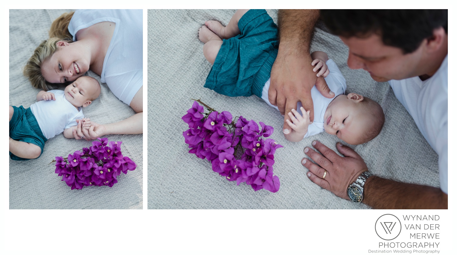 Family photography next to a river