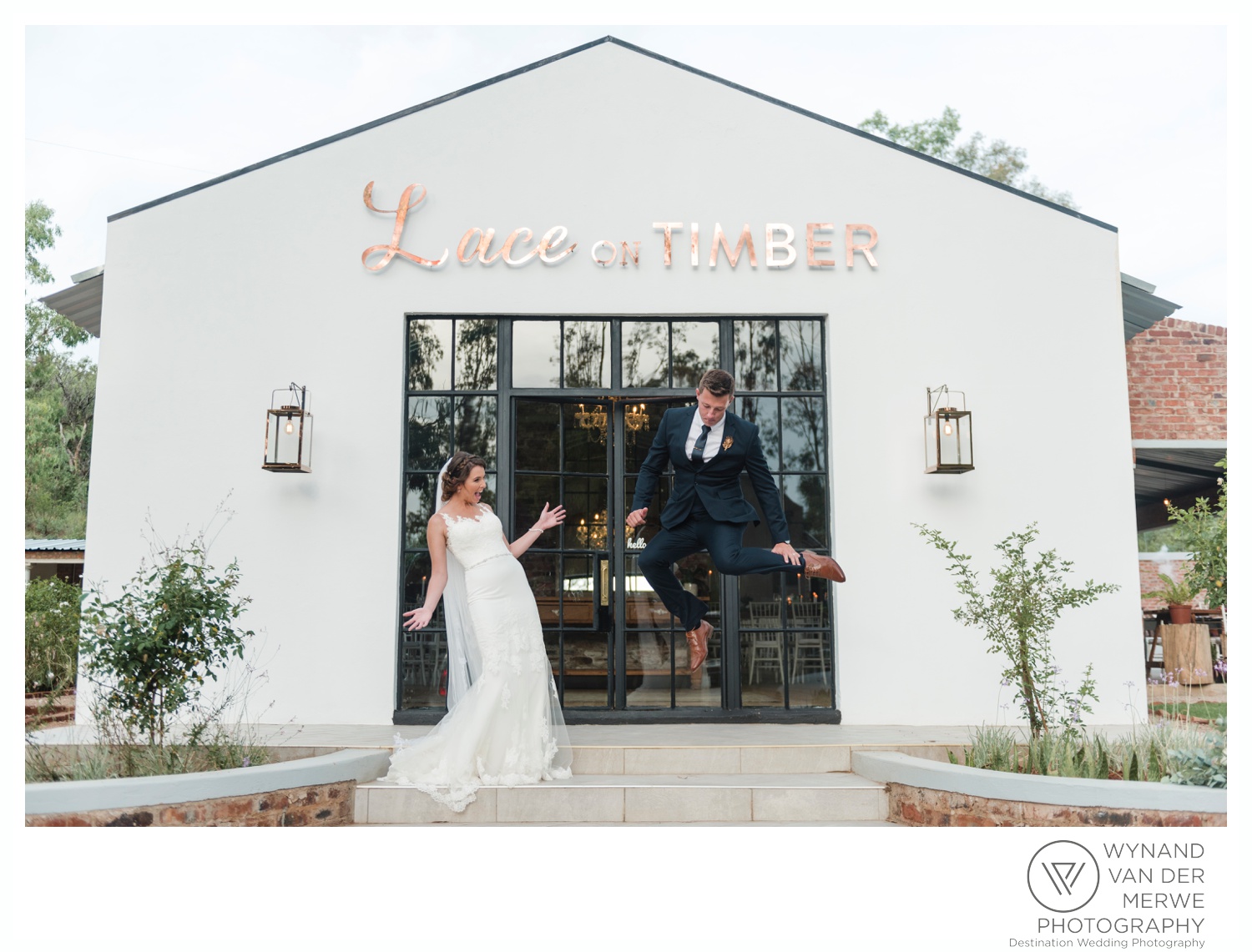 Beautiful Lace on Timber Wedding