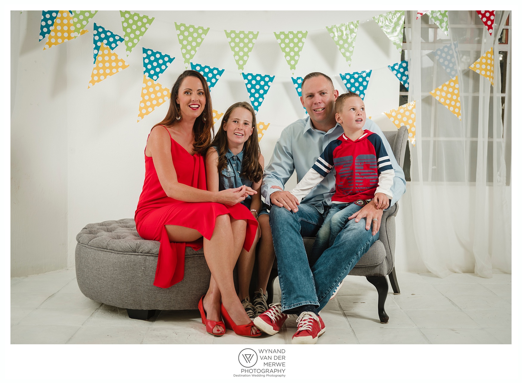 Colorful family shoot in studio