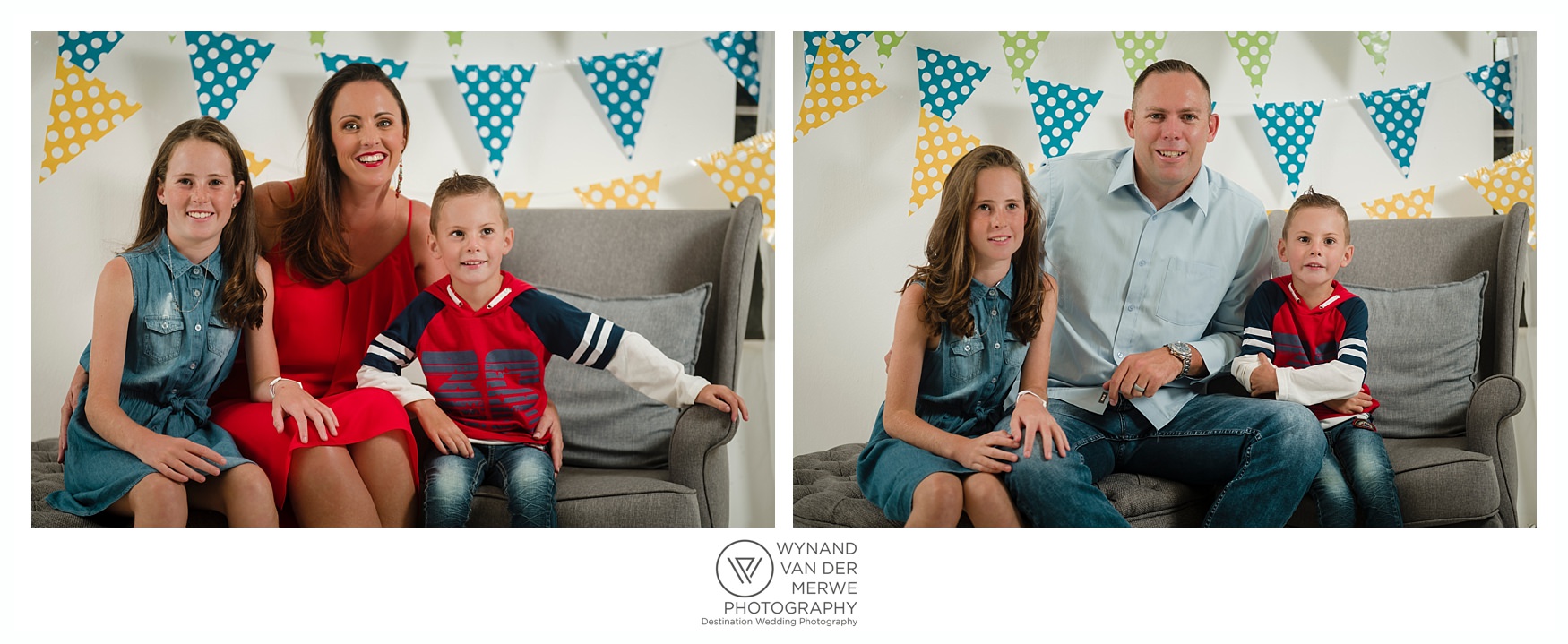 Colorful family shoot in studio