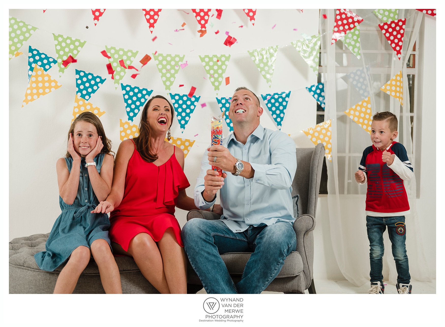 Colorful family shoot in studio