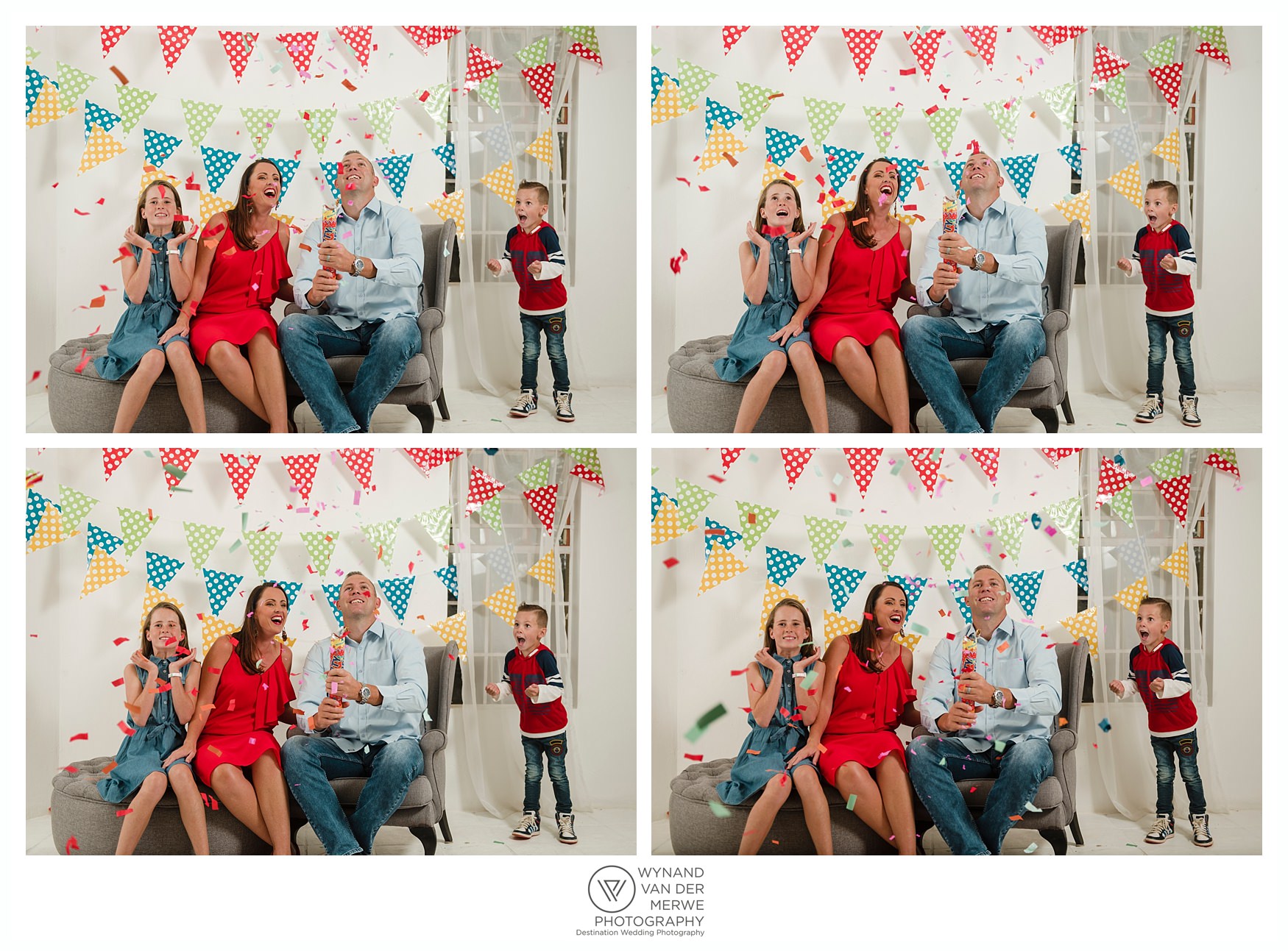 Colorful family shoot in studio