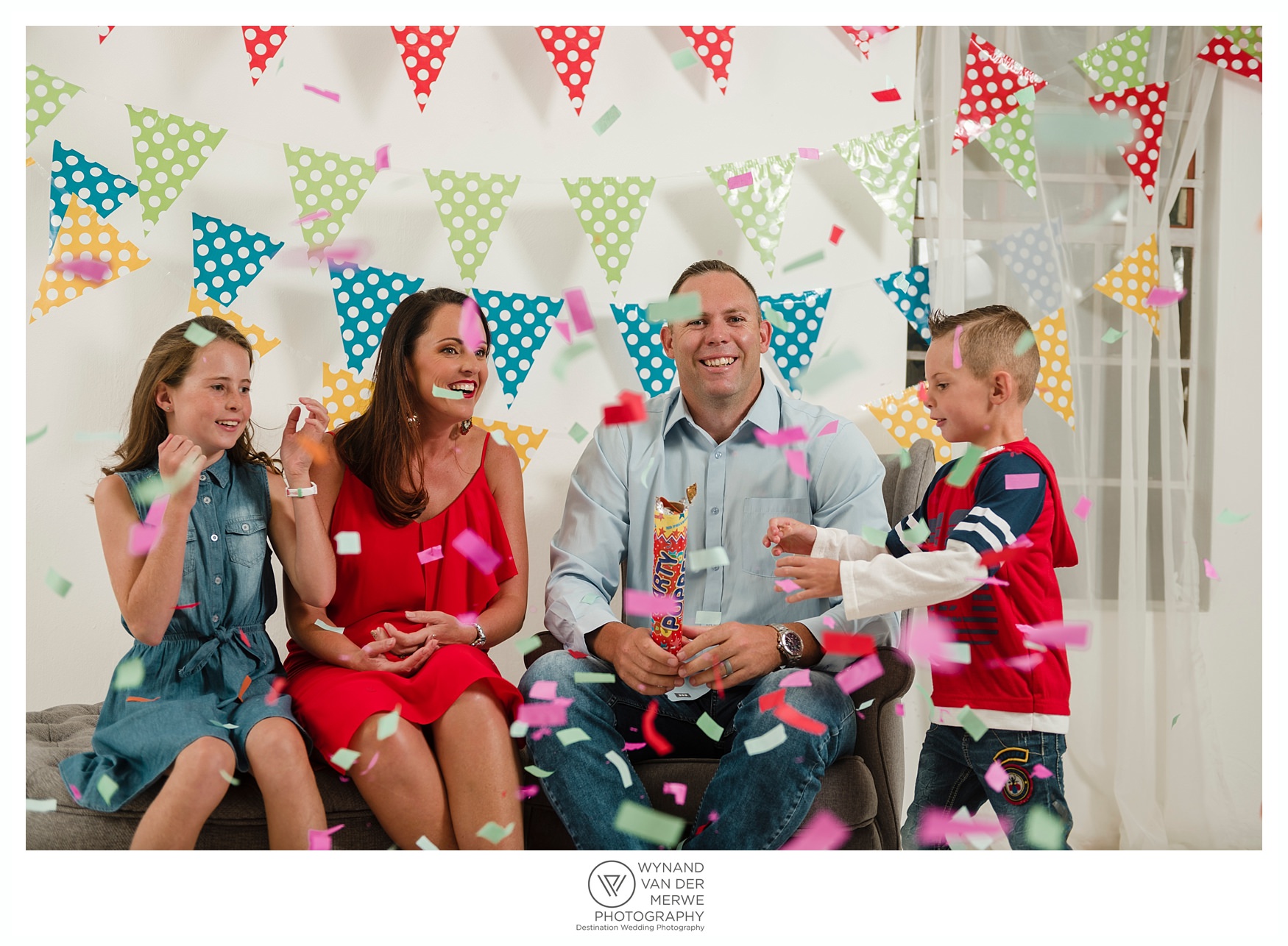 Colorful family shoot in studio