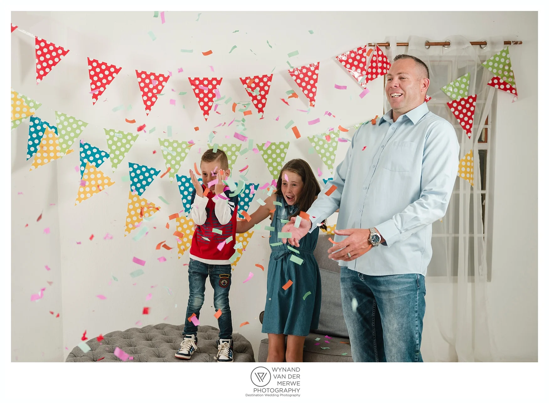 Colorful family shoot in studio
