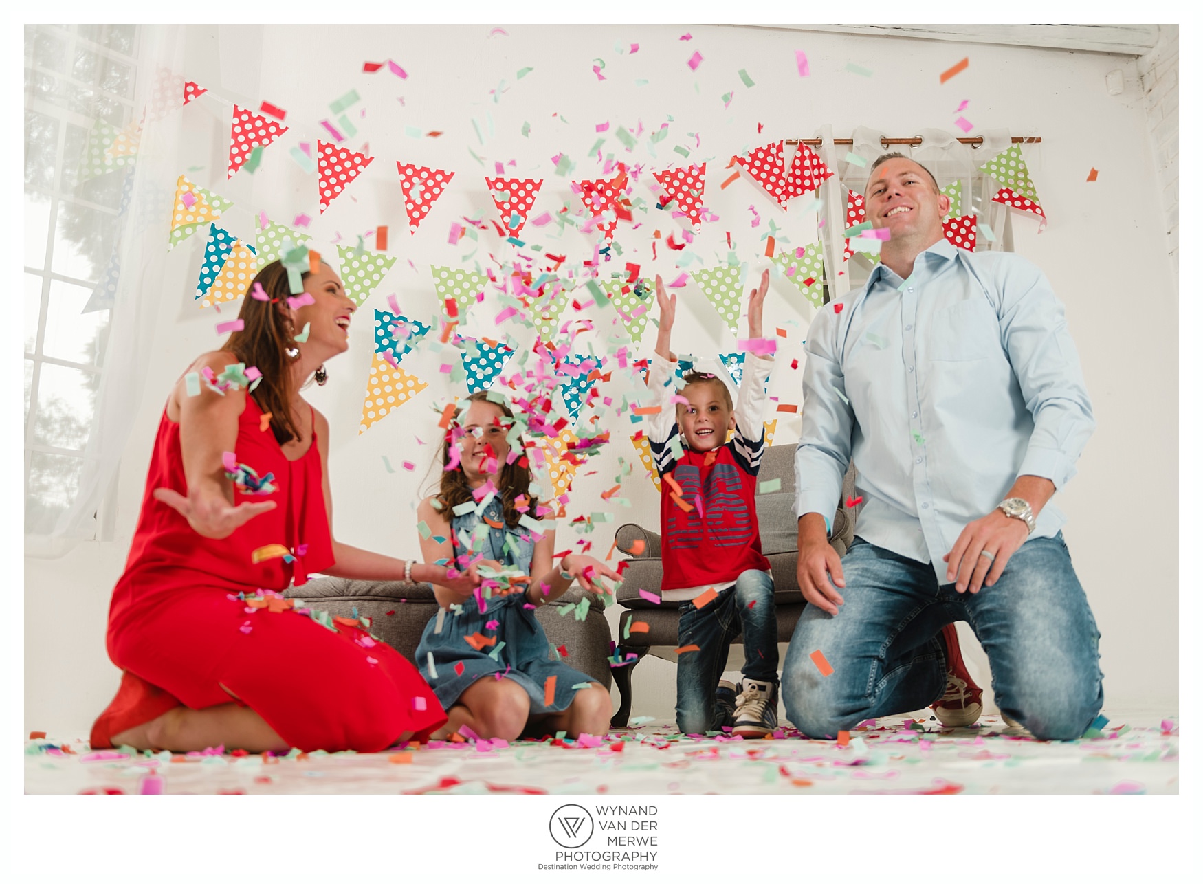 Colorful family shoot in studio