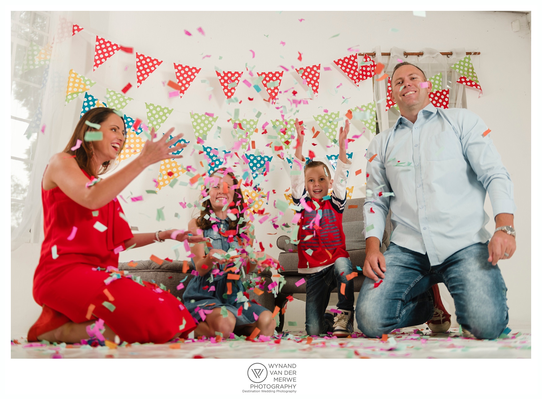 Colorful family shoot in studio