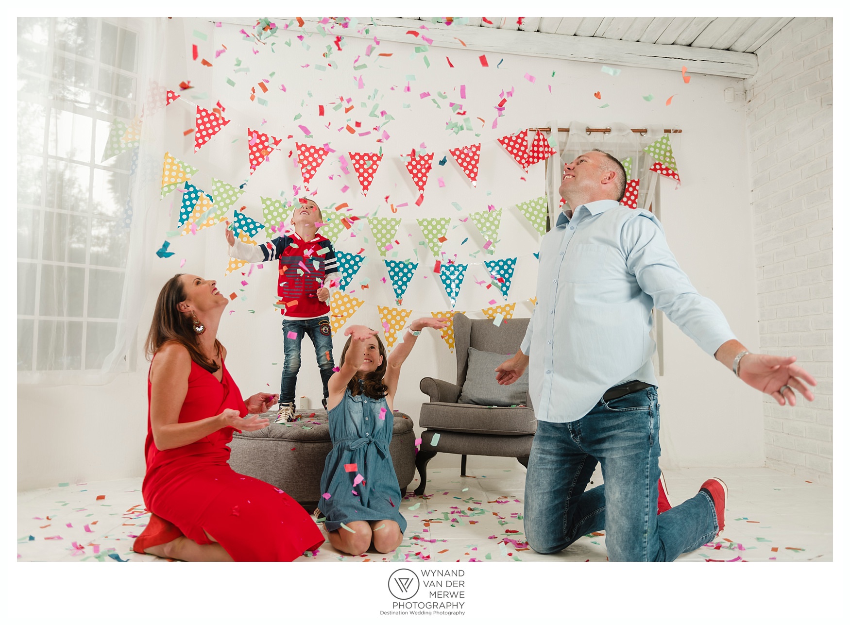 Colorful family shoot in studio