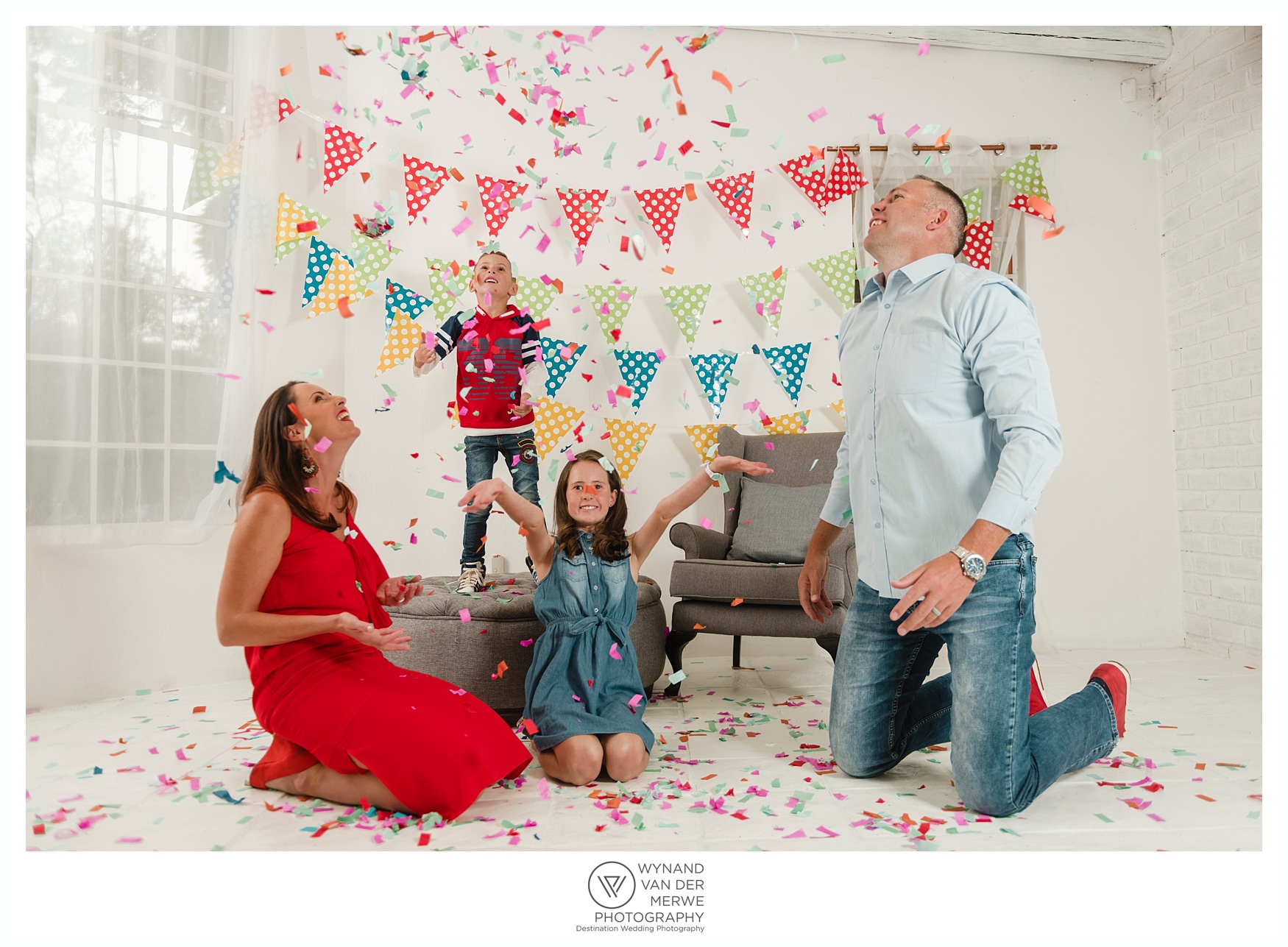 Colorful family shoot in studio