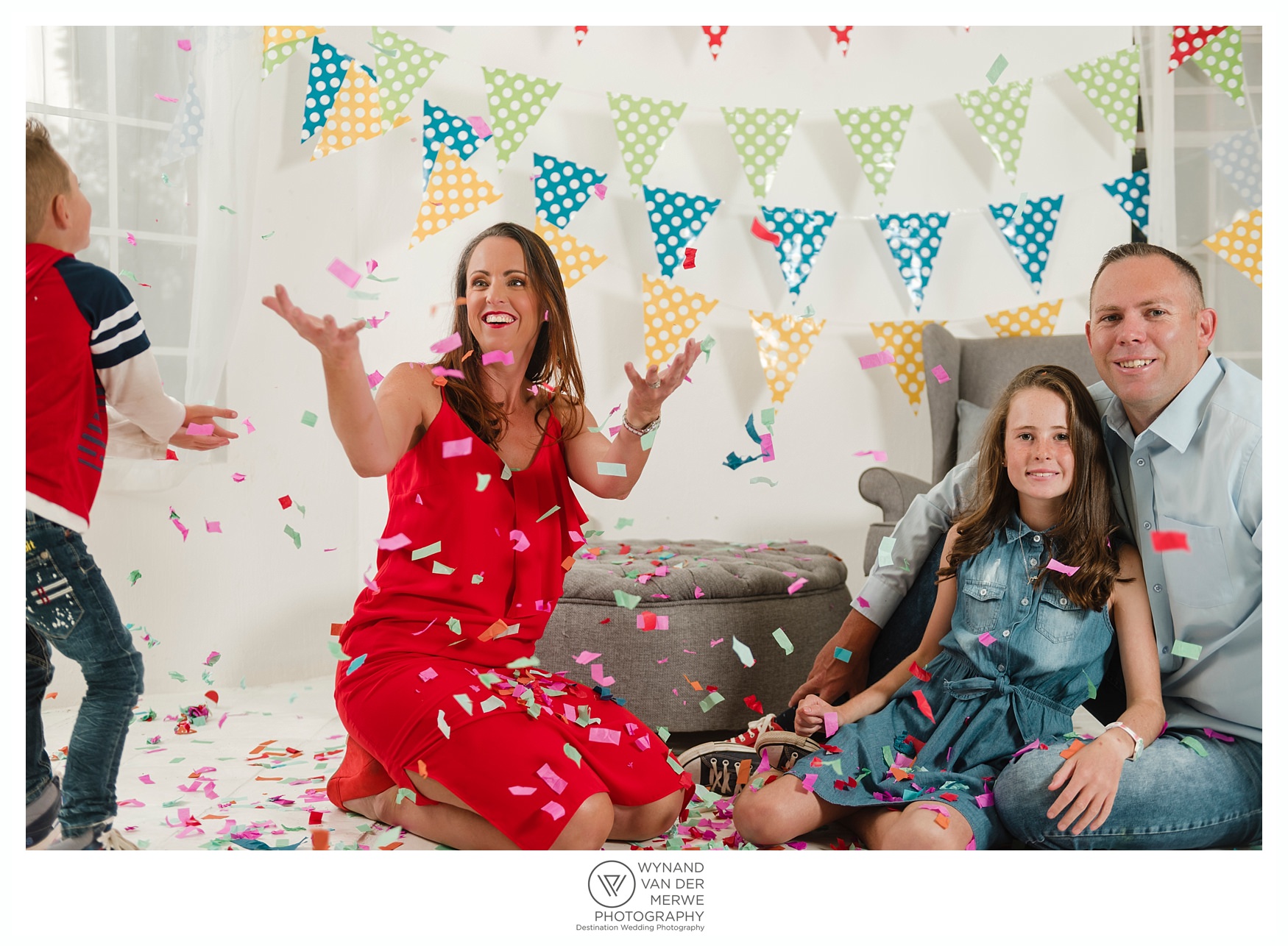 Colorful family shoot in studio