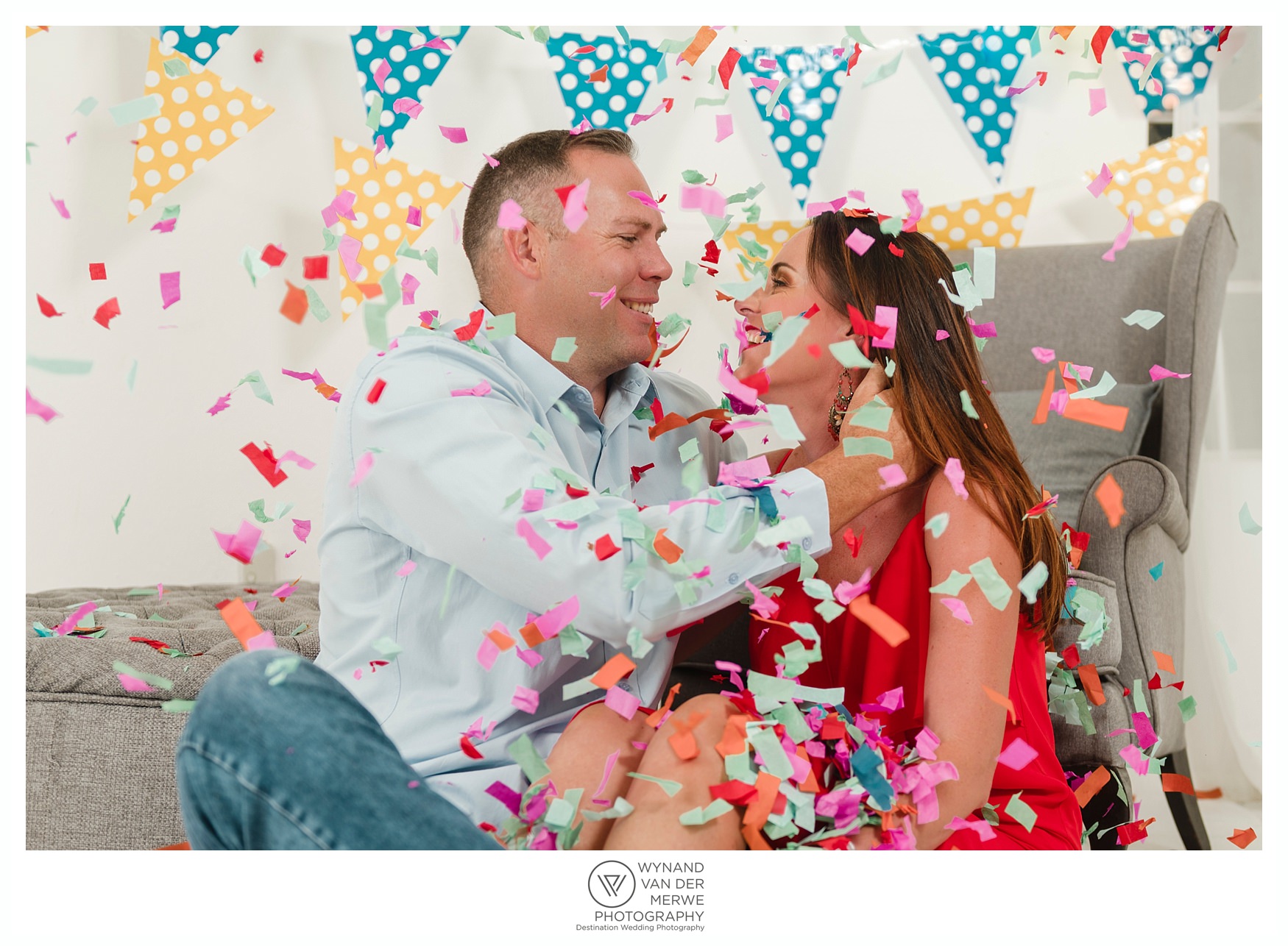 Colorful family shoot in studio