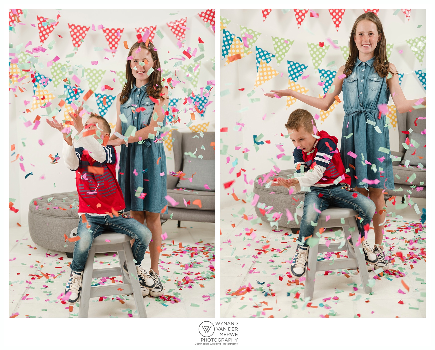 Colorful family shoot in studio