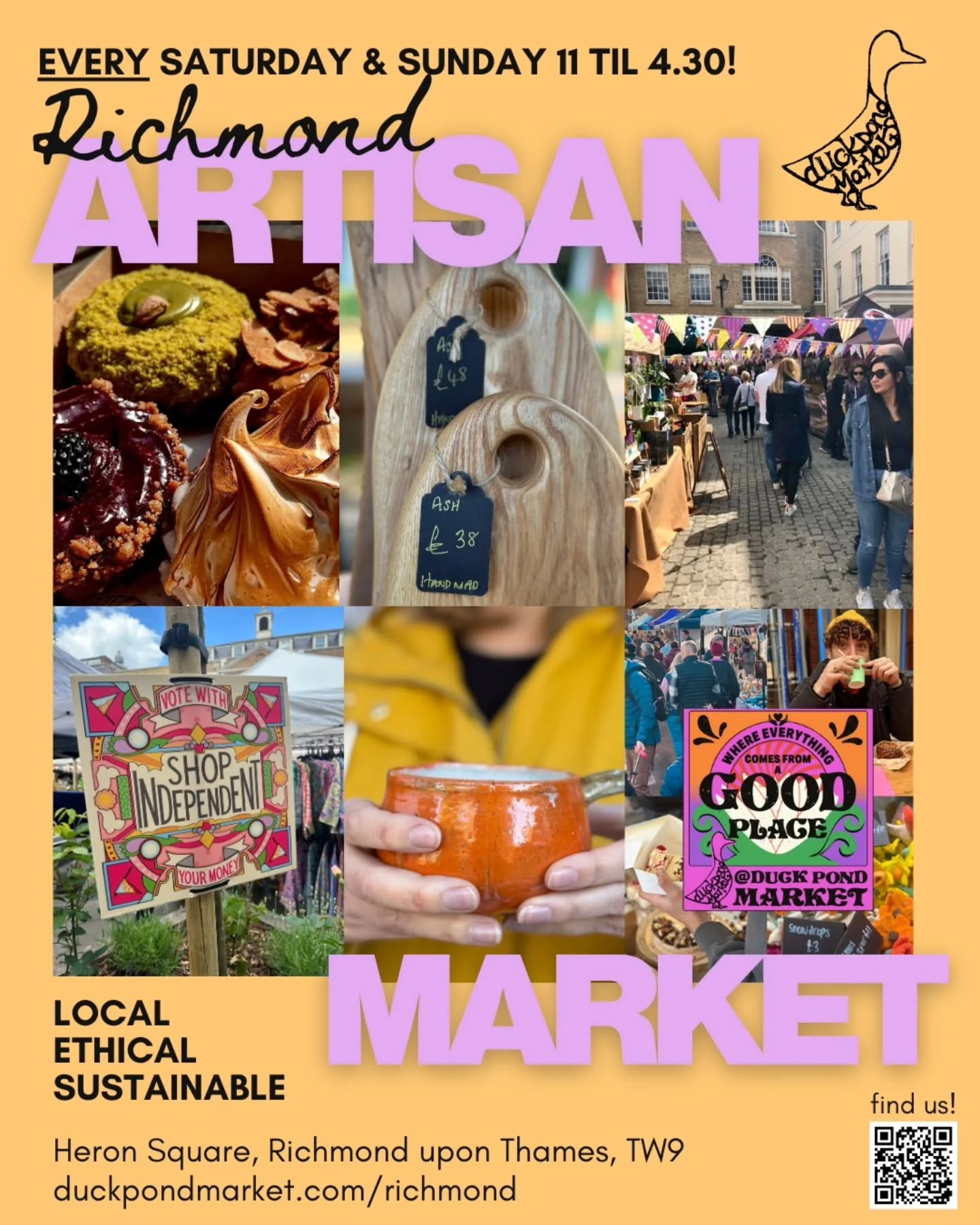 This weekend and every weekend join us at Richmond Artisan Market. Saturdays and Sundays 11am - 4.30pm at Heron Square. 

Local, ethical, sustainable market full of delicious street food that you can eat with us or take home, coffee and yummy cakes, 