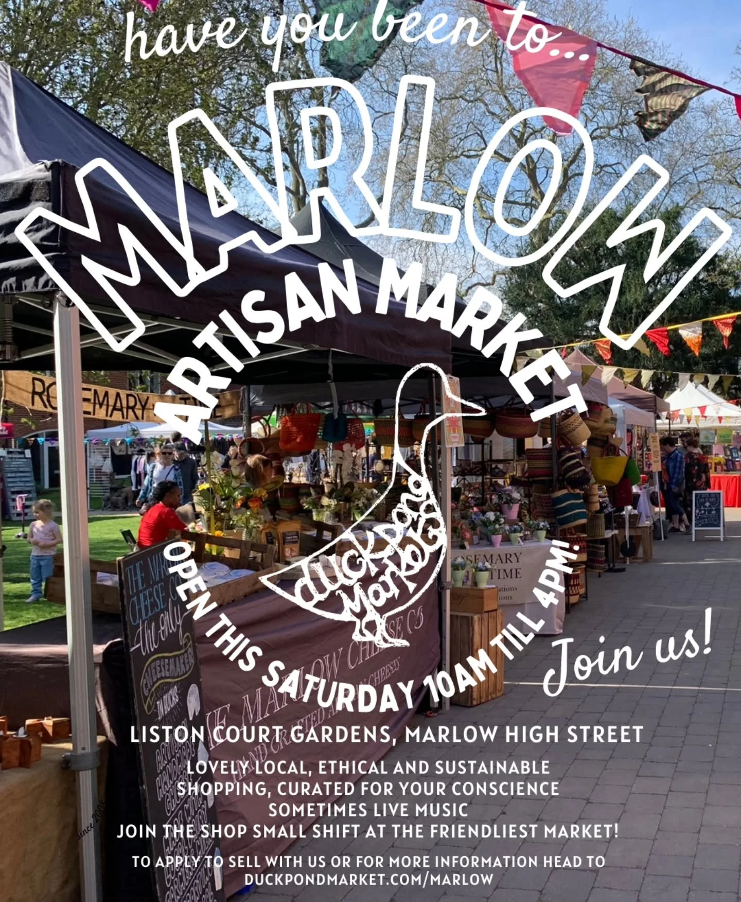 This Saturday, join @duckpondmarket for Marlow Artisan Market at @listoncourtgardens 10am - 4pm.

For lovely local, ethical, sustainable, small business shopping. Come and support your local makers and traders this Saturday. Some of the delights you 
