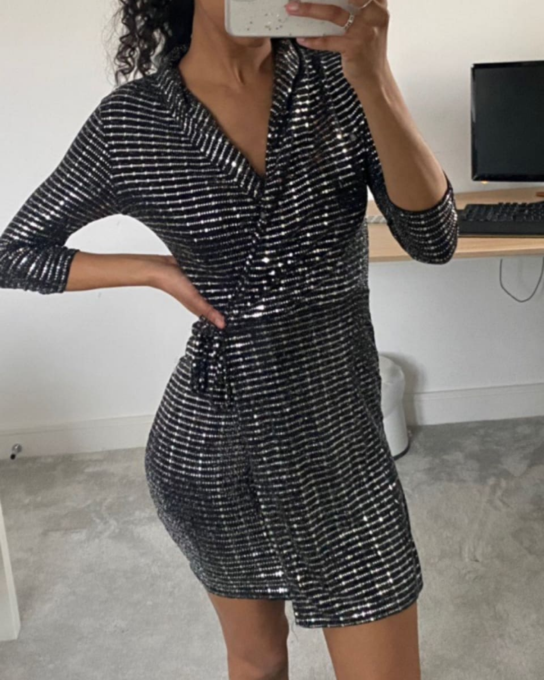 Towie black and clearance silver sequin wrap dress