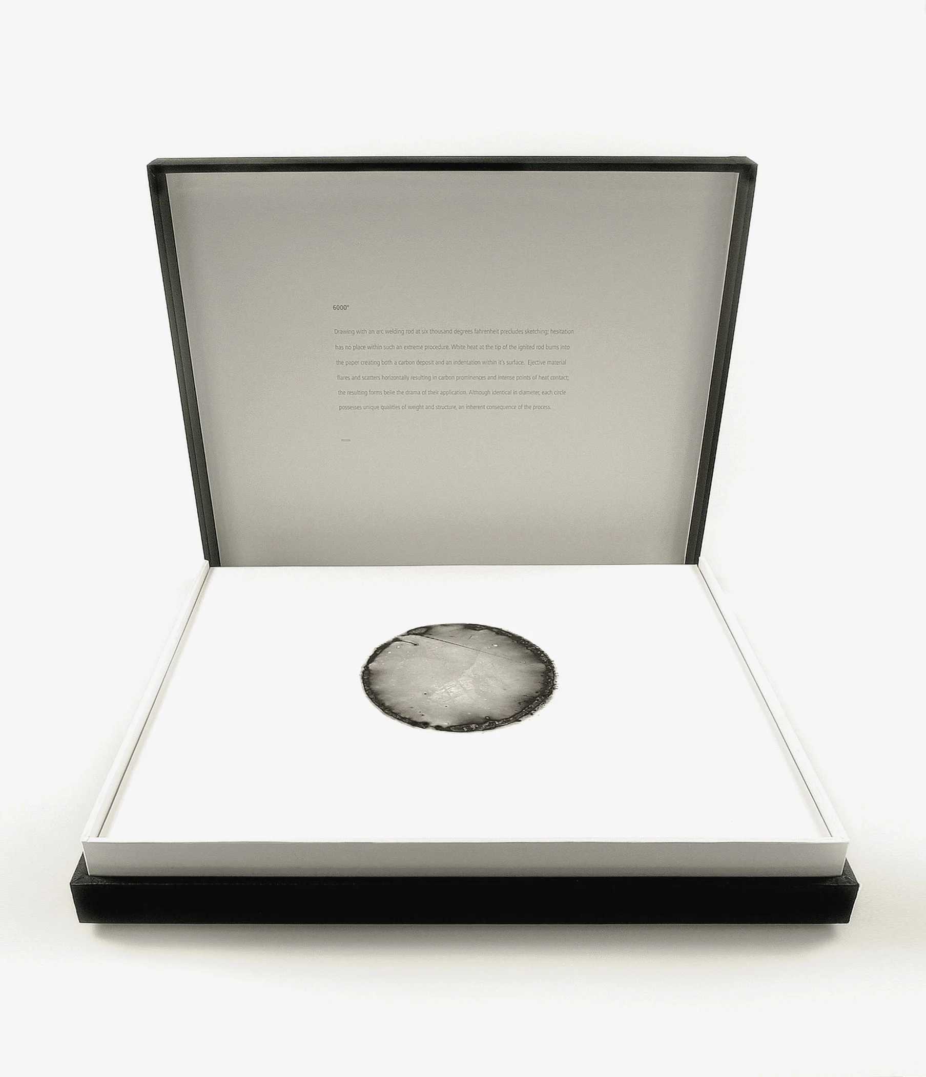 6000º 2006 six thousand degrees on cotton fibre housed within archival Solander case 43.0 x 52.4 x 7.3 cm