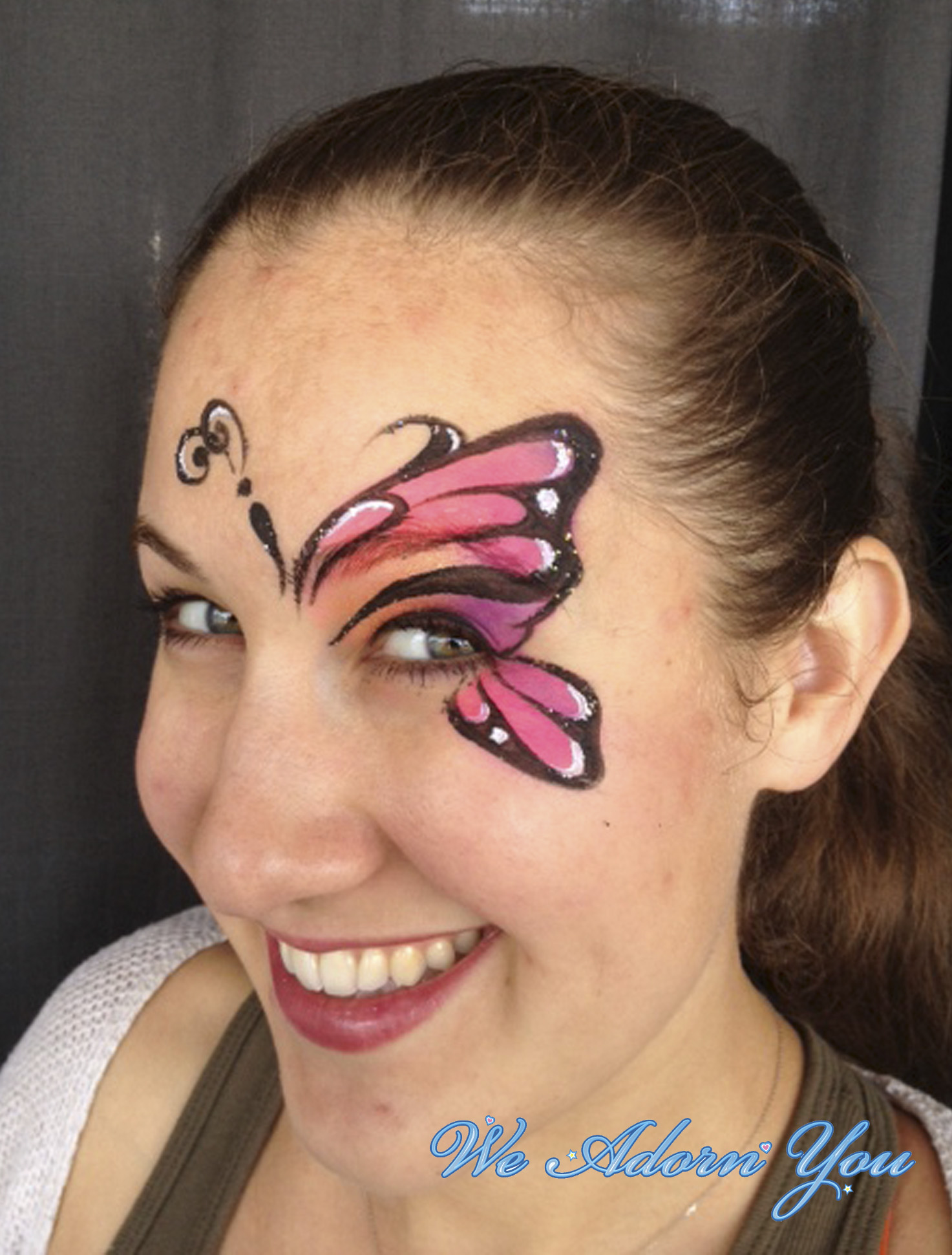 The Pink Butterfly is my most requested girly face paint design 💗 #fa