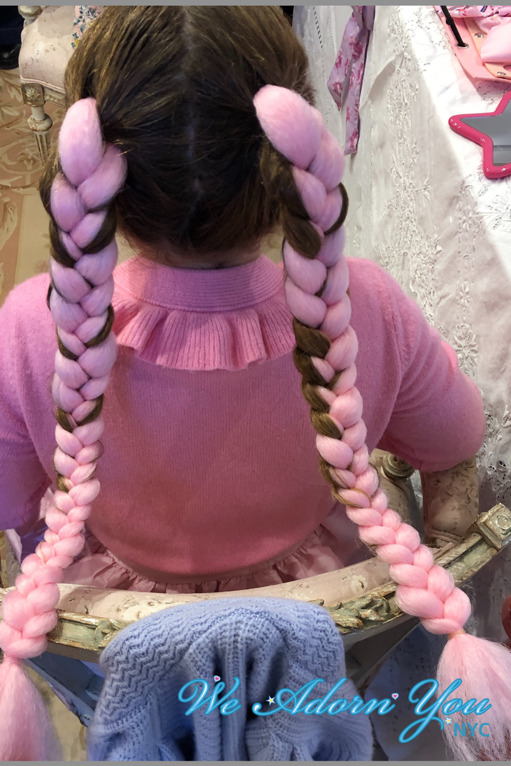 Pink Hair Extentions Braiding for Kids New York City.png