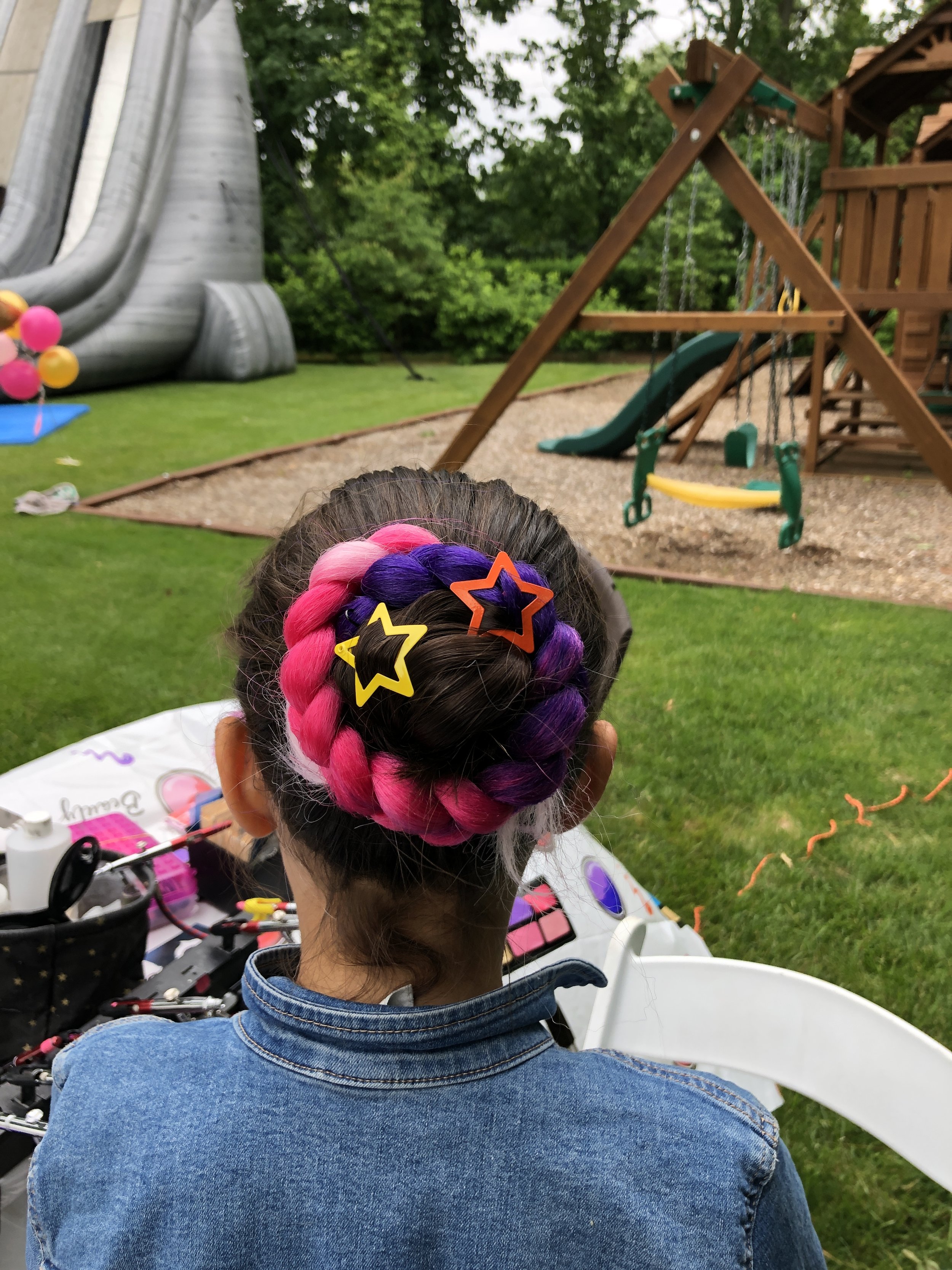 Rainbow Hair Braiding Bun Westchester for Kids Birthday Parties.JPG