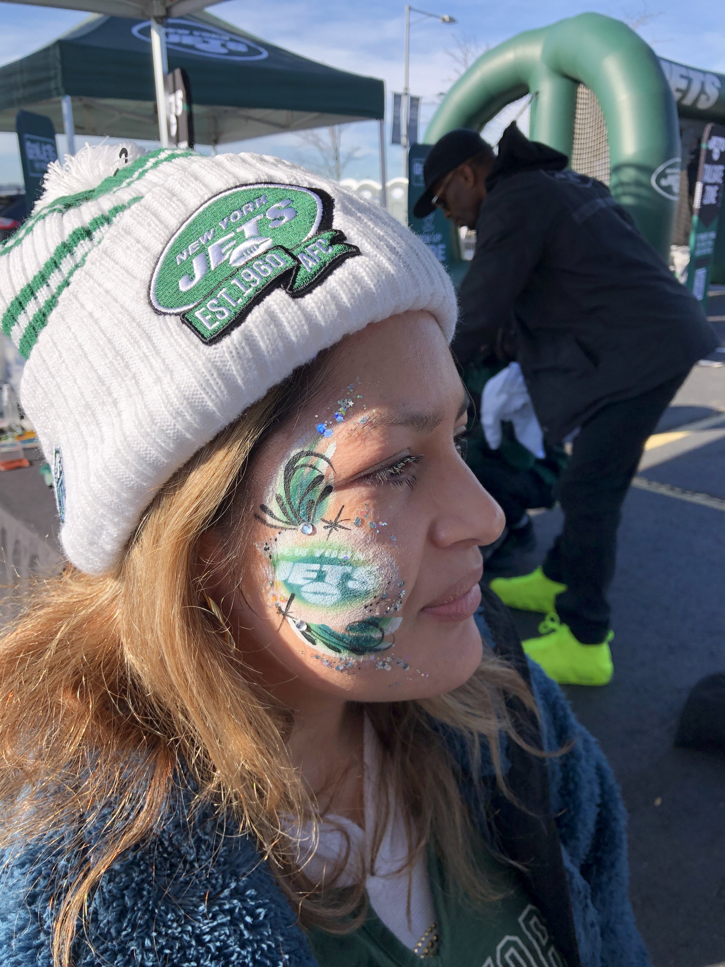 Face Painting New York Jets near Metlife Stadium New Jersey.JPG
