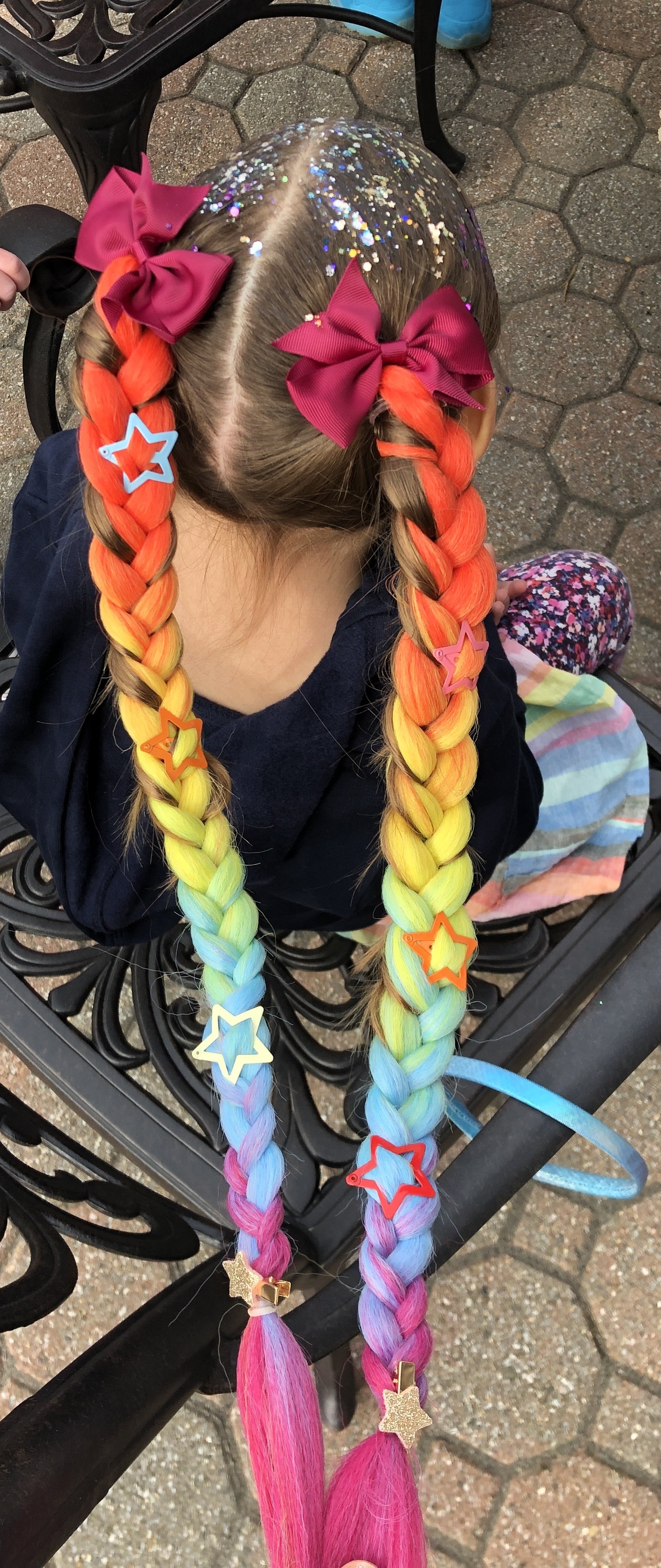 Rainbow Hair Braiding with Colorful Hair and Glitter Near me Mamaroneck Westchester.jpg