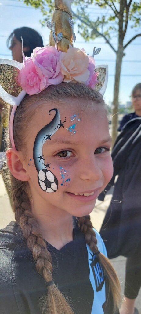 Face Painting for Sport Event Gotham FC New York City and Harrison New Jersey Near Me Red Bull Arena.JPG