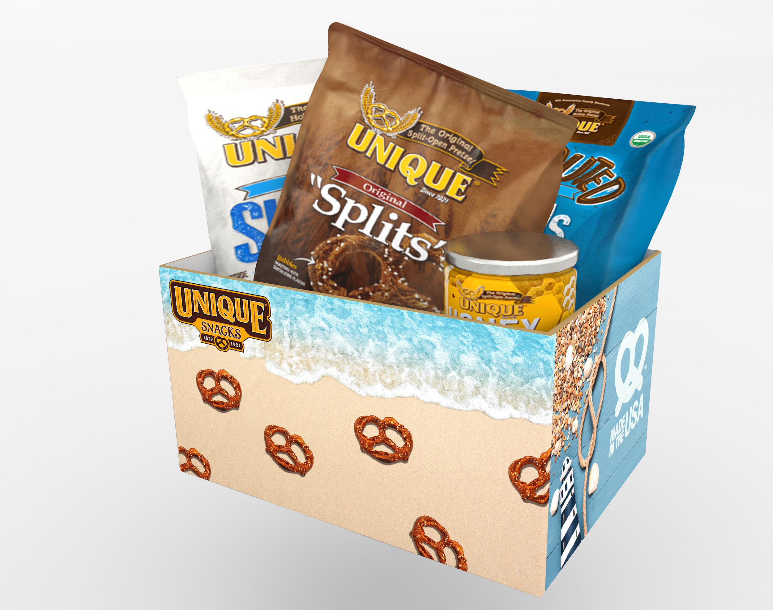 Custom art for gift box & rendering of final application.