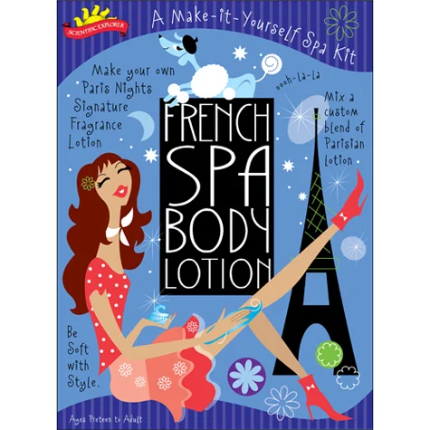 Spa body products for girls box cover illustration