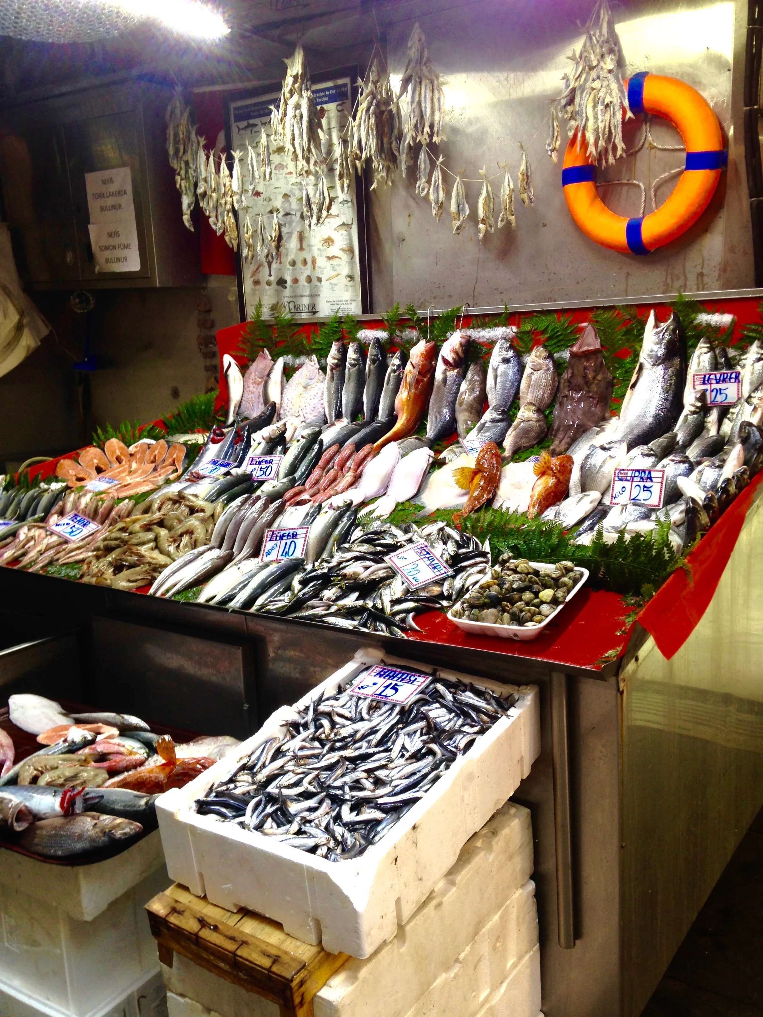 fish stall on Sahne sk in beyoglu, istanbul - m.quigley
