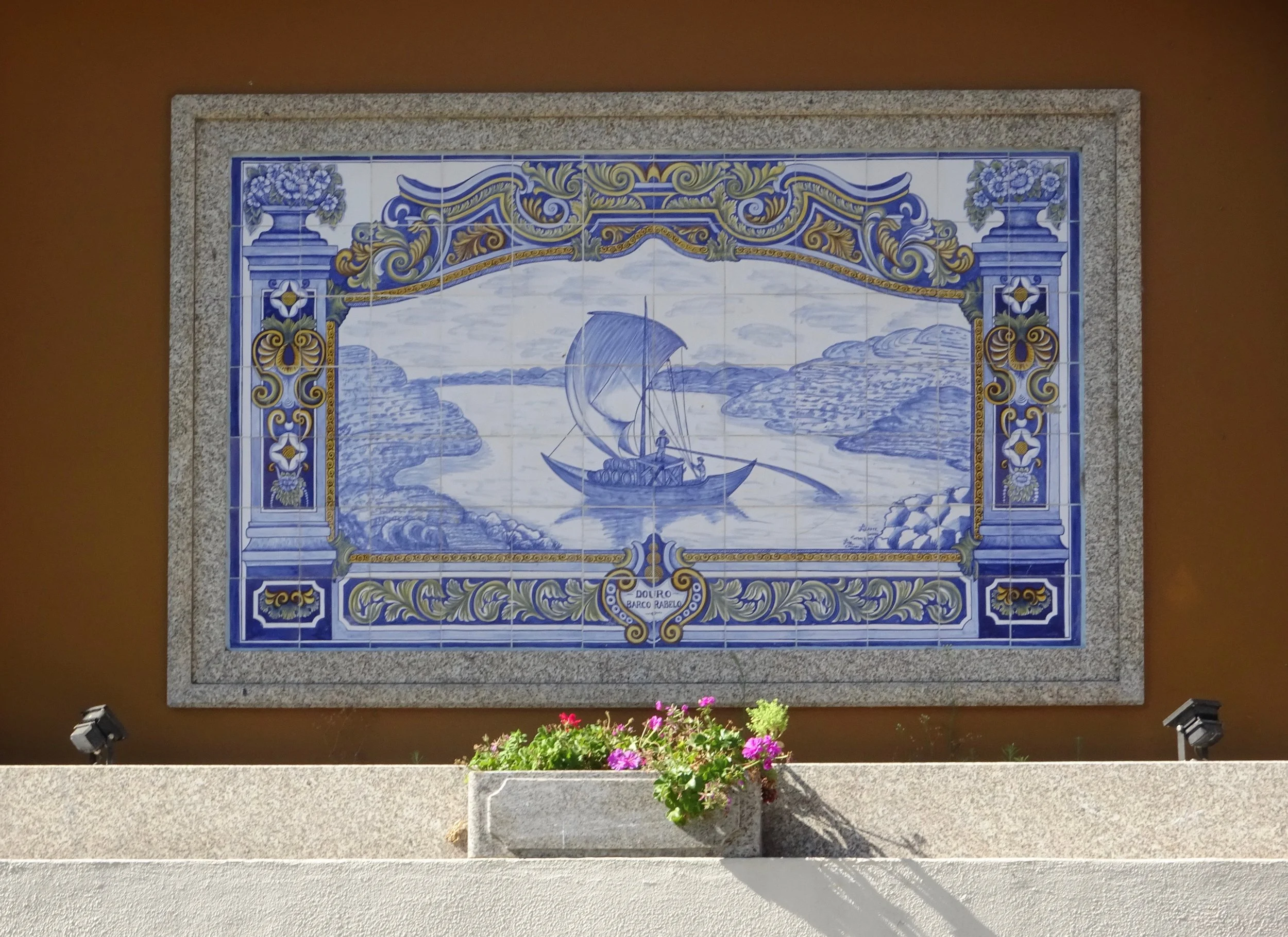Azulejos tile depicting Port runners, Douro River Valley, Portugal - M.Quigley