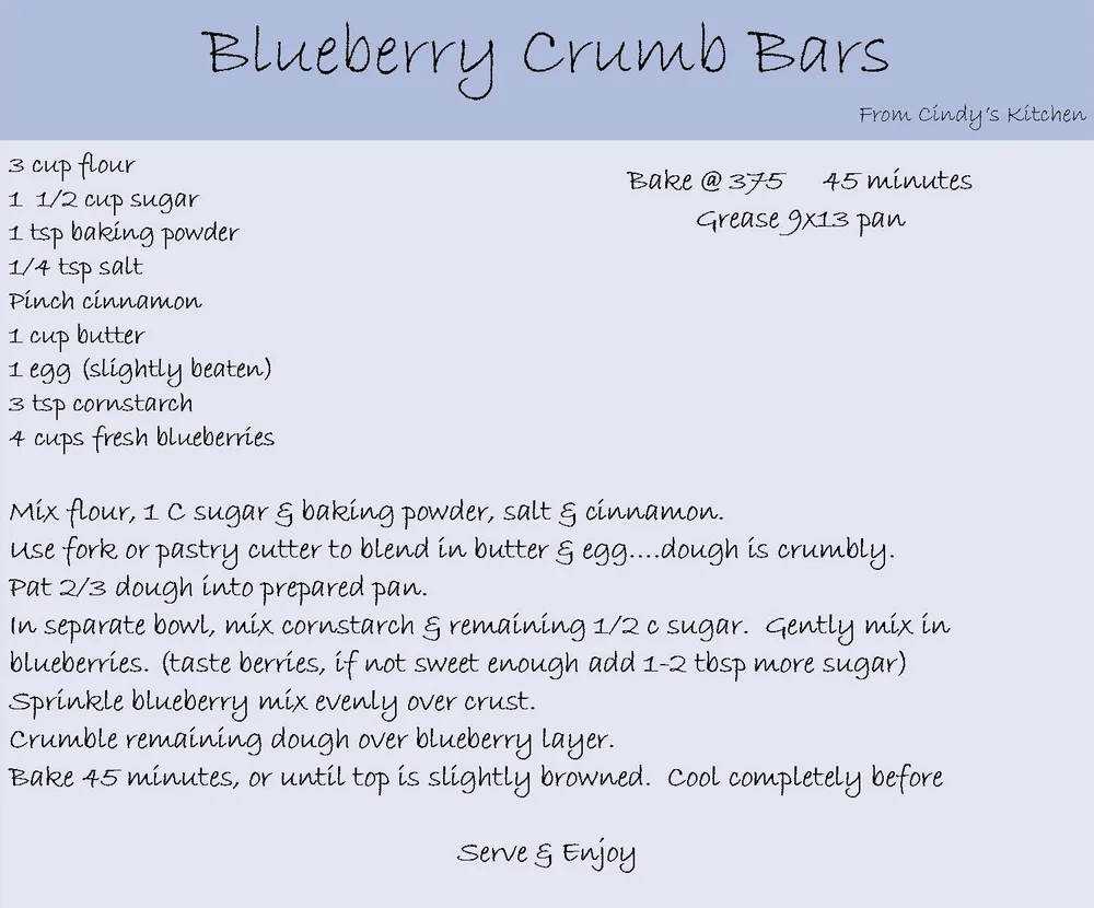 Recipe of the Month Blueberry Crumb Bars — Pure Enchantment