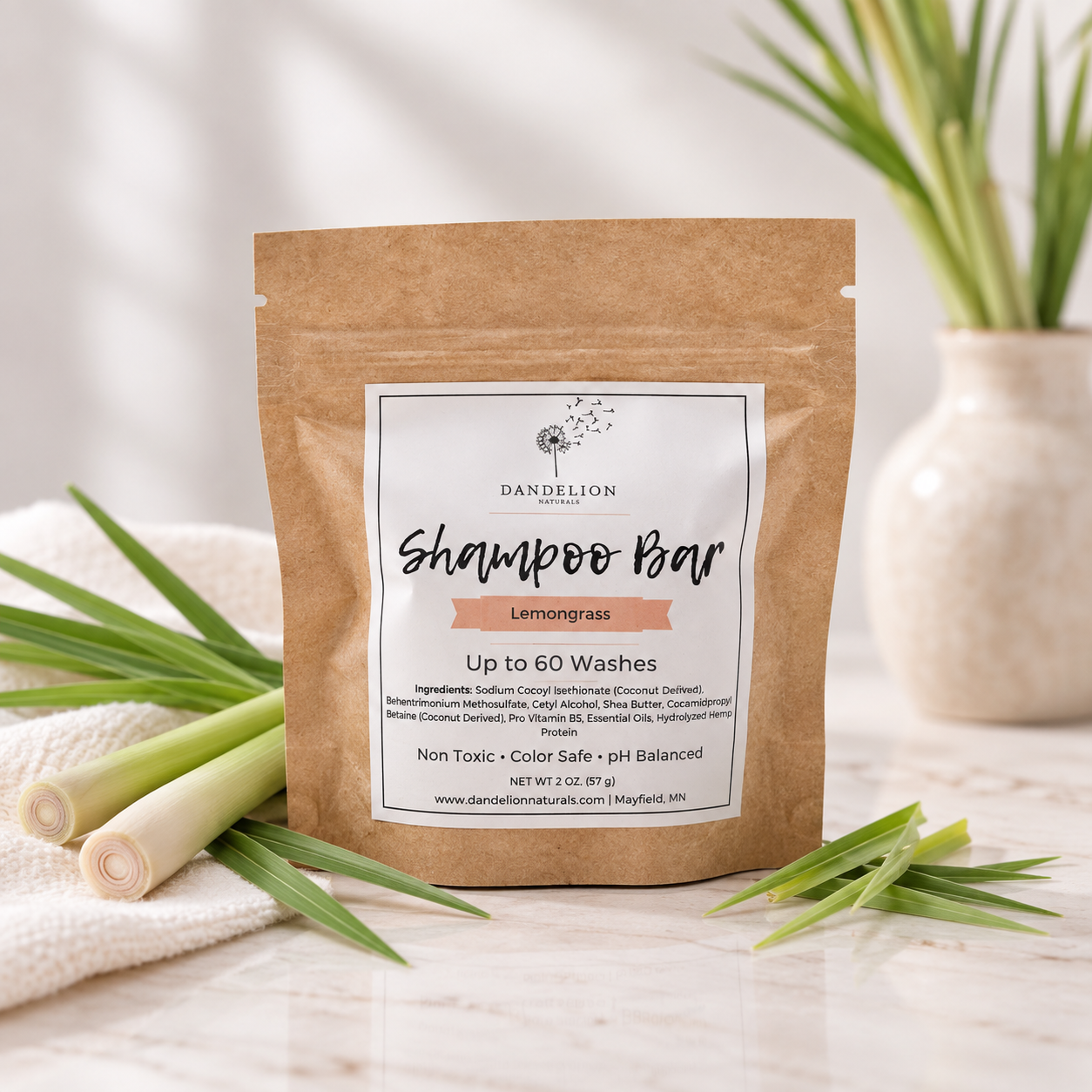 Lemongrass Shampoo Bar Pouch in Spa Setting.png