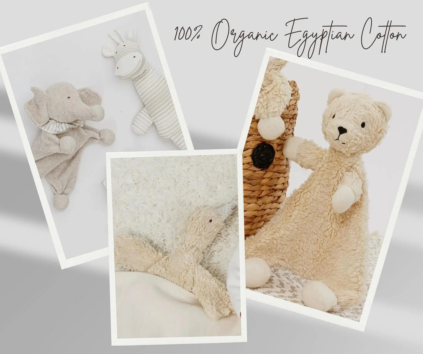 Surround your little loves with these adorable plush animals, made from 100% organic Egyptian cotton. ππ