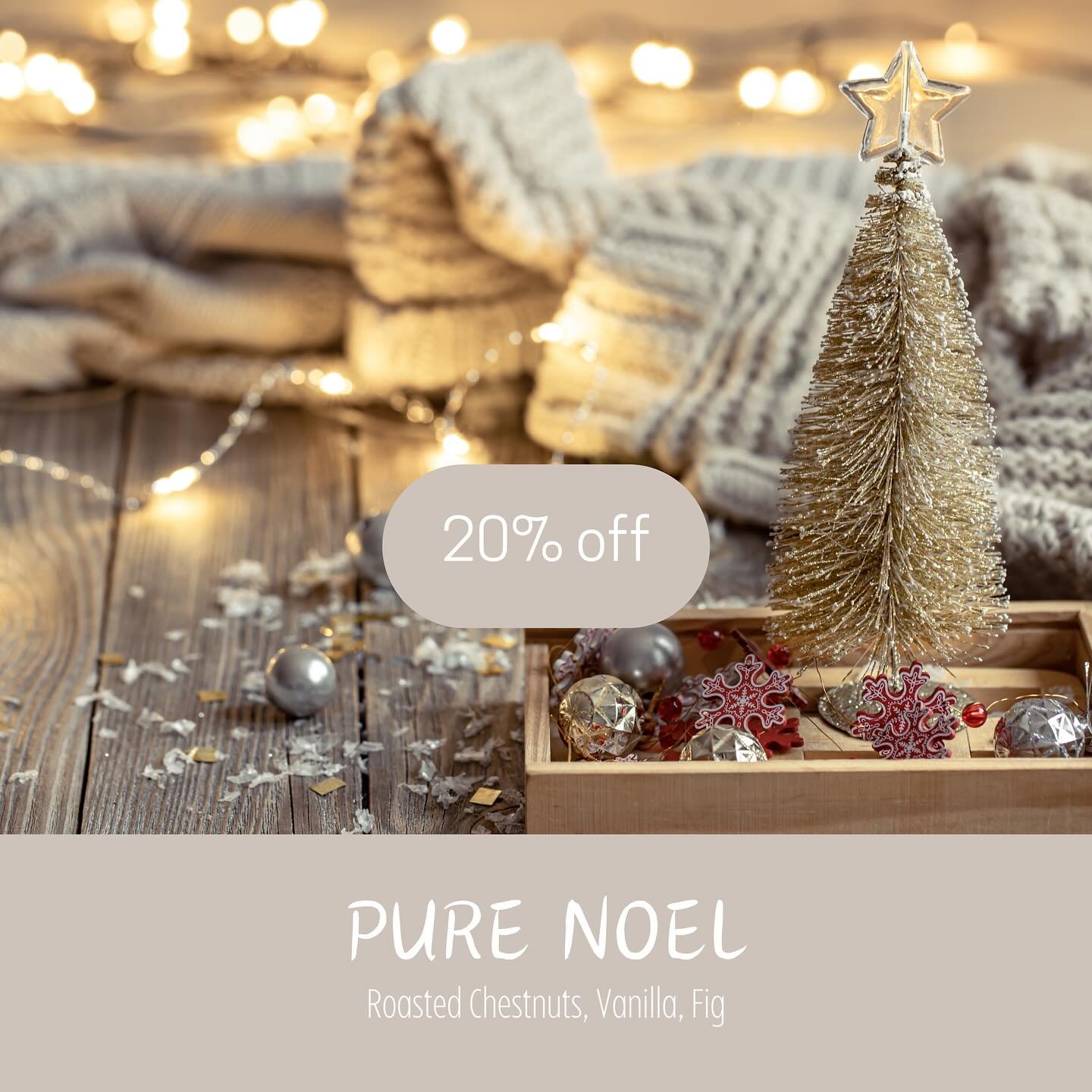 November brings our cherished holiday scent, Pure Noel! ✨ This warm, inviting blend of roasted chestnuts, ripe figs, and creamy vanilla envelops you in the essence of this festive holiday season ✨ 20% off through the end of the month! ✨😊