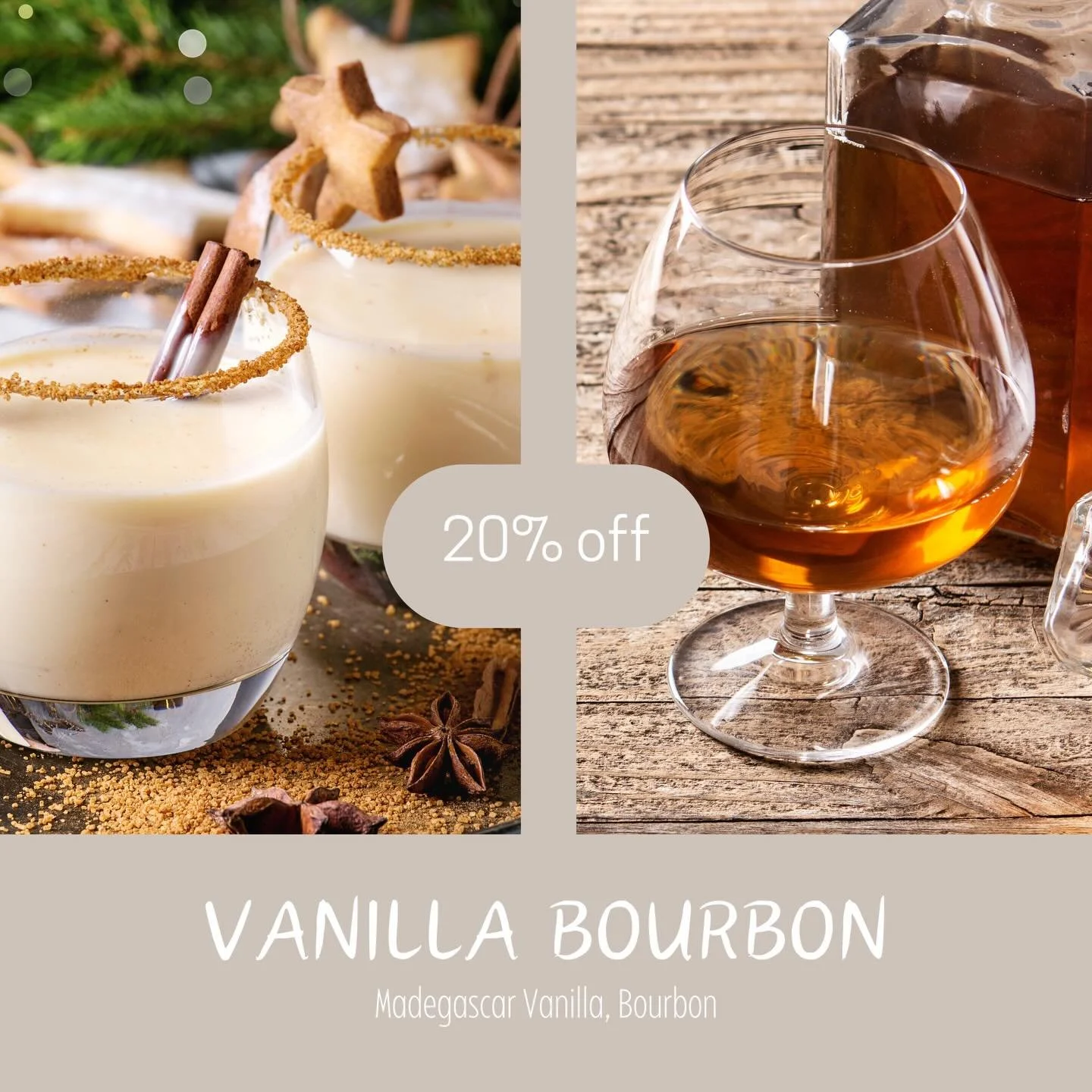Enjoy 20% off this warm, cozy blend of creamy vanilla and smooth bourbon. The perfect scent for this snowy, cold winter season, on sale through the end of the month or while supplies last! 😊💕