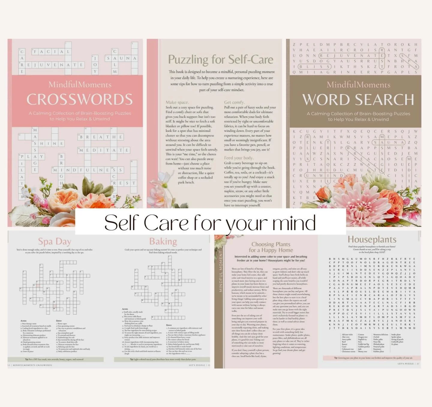 Take a break from screen time and say hello to your new self-care ritual for your mind! These beautifully crafted Crosswords and Word Search books help you unwind and melt away stress while allowing your brain to relax and focus on these fun activiti