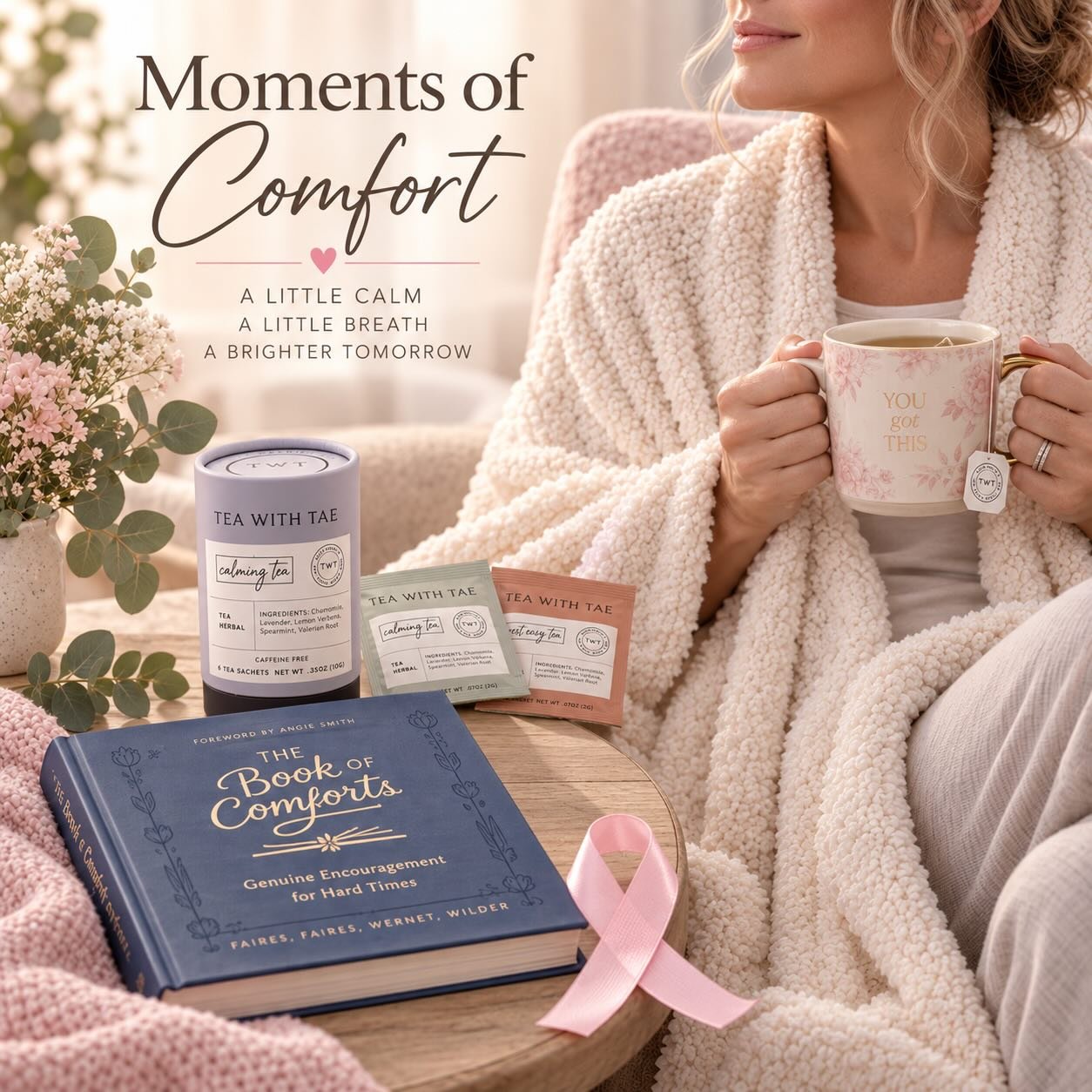 For a little calm when it&rsquo;s needed most.  There are days when what someone needs most is simply a quiet moment.

Wrap up in a soft Giving Shawl, settle into a favorite chair with The Book of Comforts and sip something warm, or simply close your