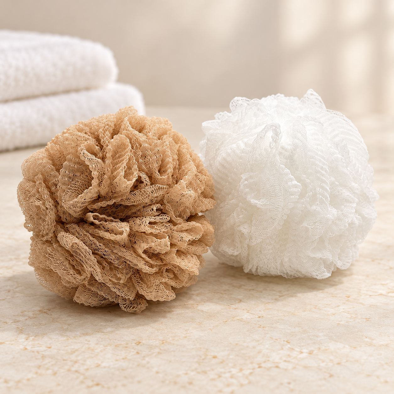 Natural tan and white bath poufs.png