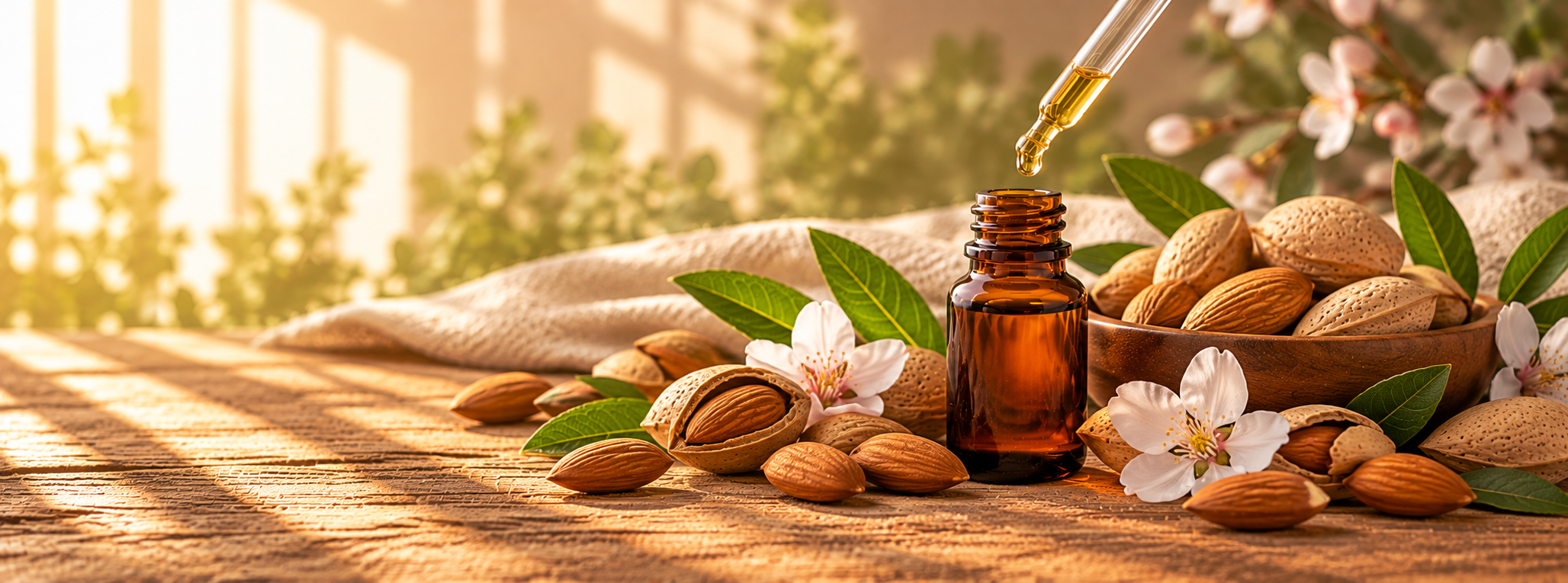 Almond Oil and Blossoms in Sunlight.png