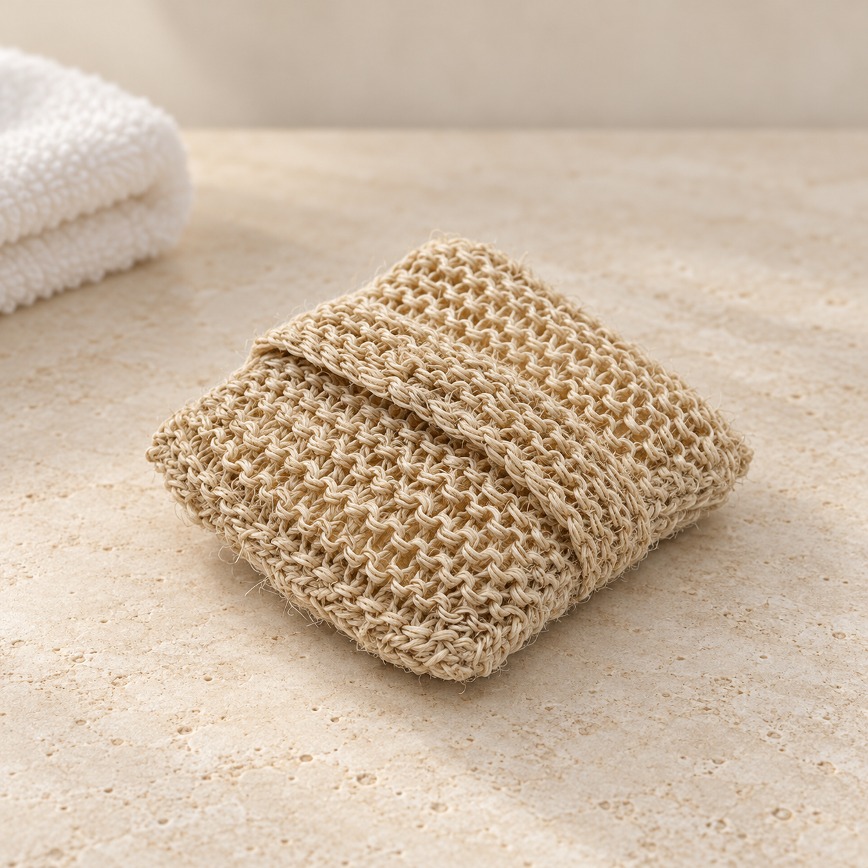 Hand-knit sisal scrubber in warm ivory.png
