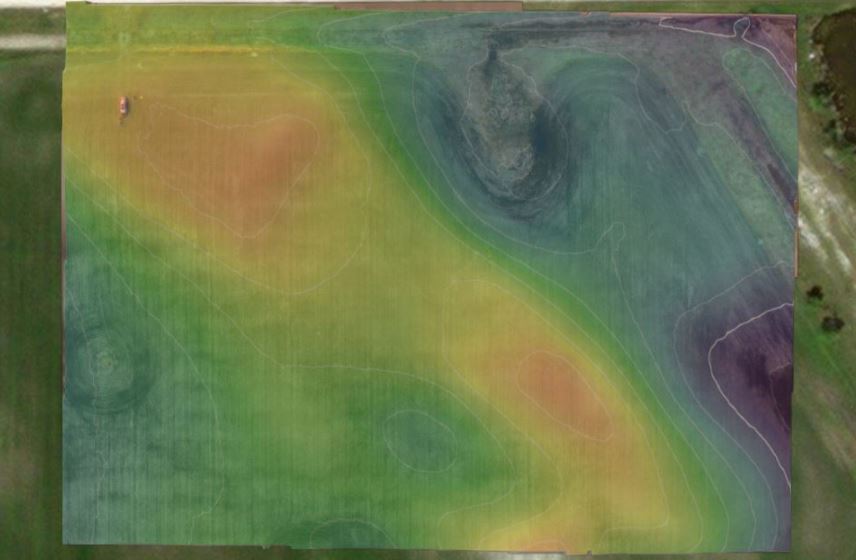 #10 - Elevation Map showing high points and low spots in the field