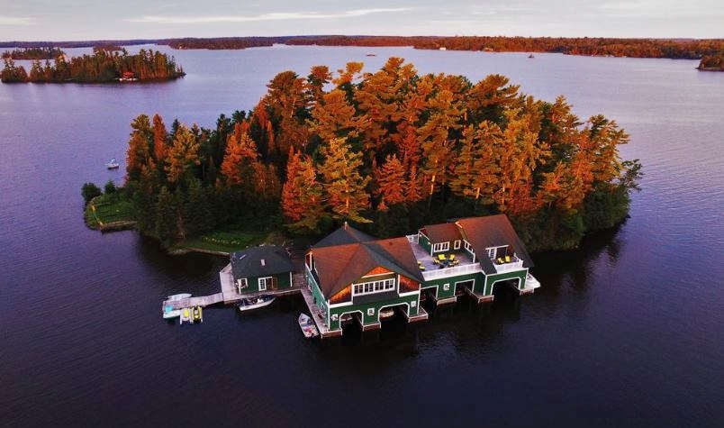 This photo was taken on the Lake of the Woods, near Kenora, Ontario using the DJI Inspire 1 at 5:45AM. The sun peaking over the horizon made for an amazing purple hue on the lake, and the White Spruce on the island look orange!